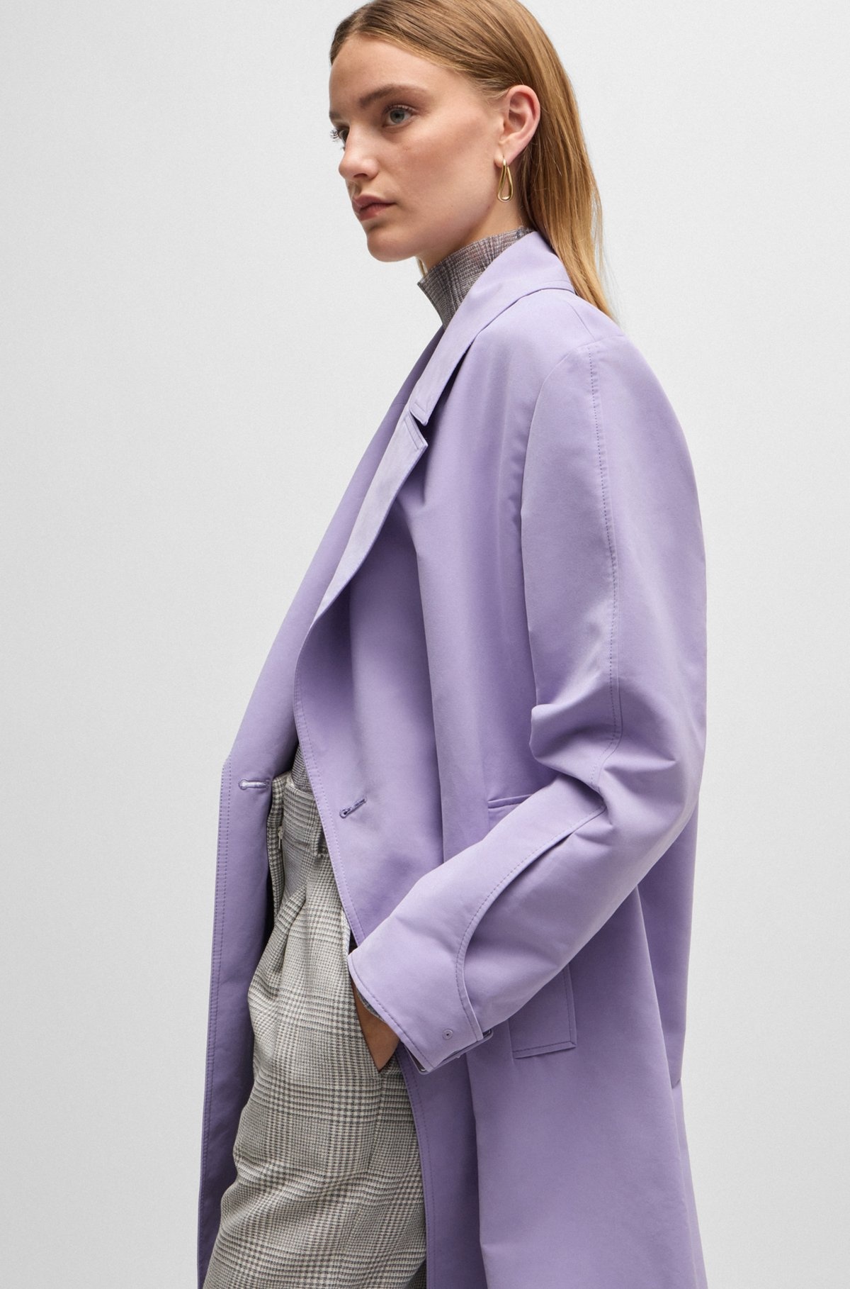 DOUBLE-BREASTED COAT WITH WATER-REPELLENT FINISH - 7