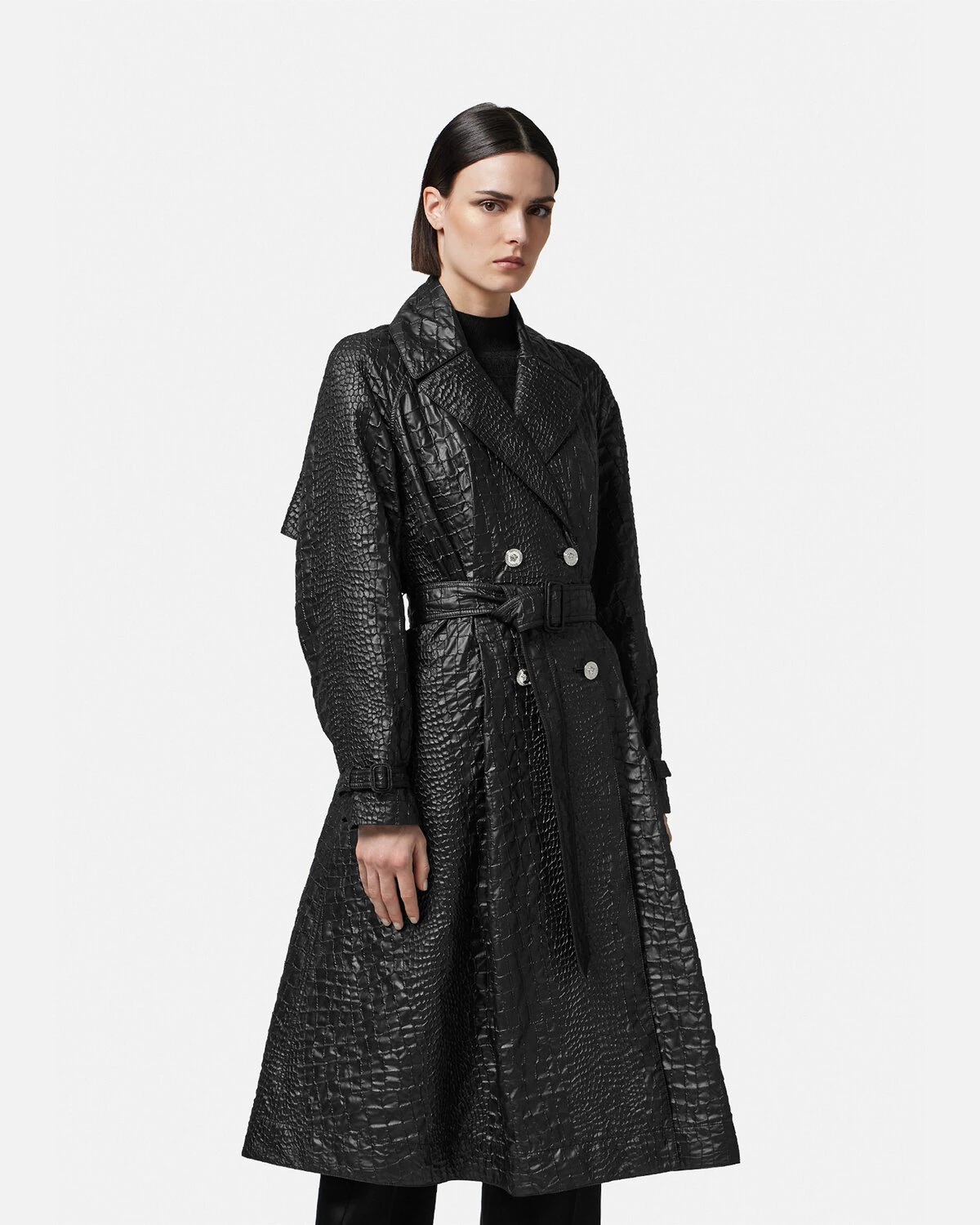 Croc-Lacquered Cloquet Trench Coat - 3
