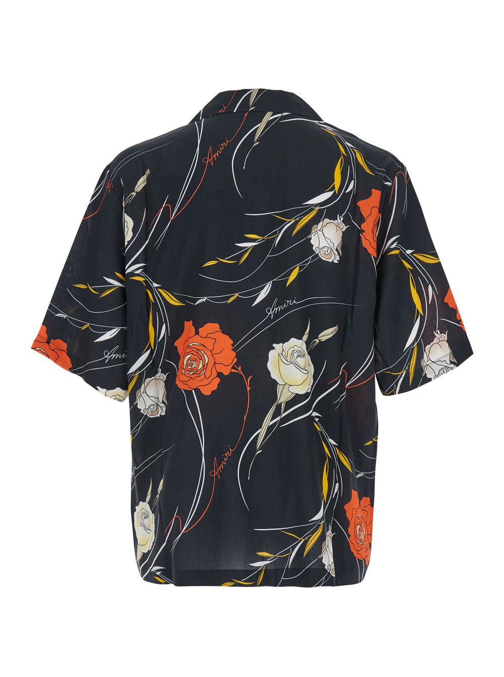 Amiri Men Black Bowling Shirt With Cuban Collar And All-Over Floral Motif In Viscose Man - 2