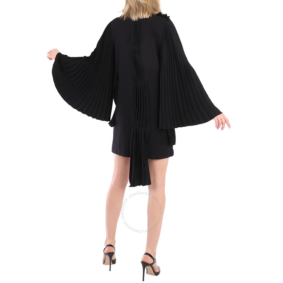 MM6 Ladies Black Asymmetrical Pleated Cotton Jersey Dress - 6
