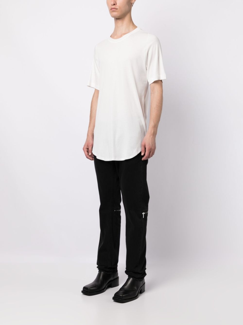 curved-hem cotton T-shirt - 3