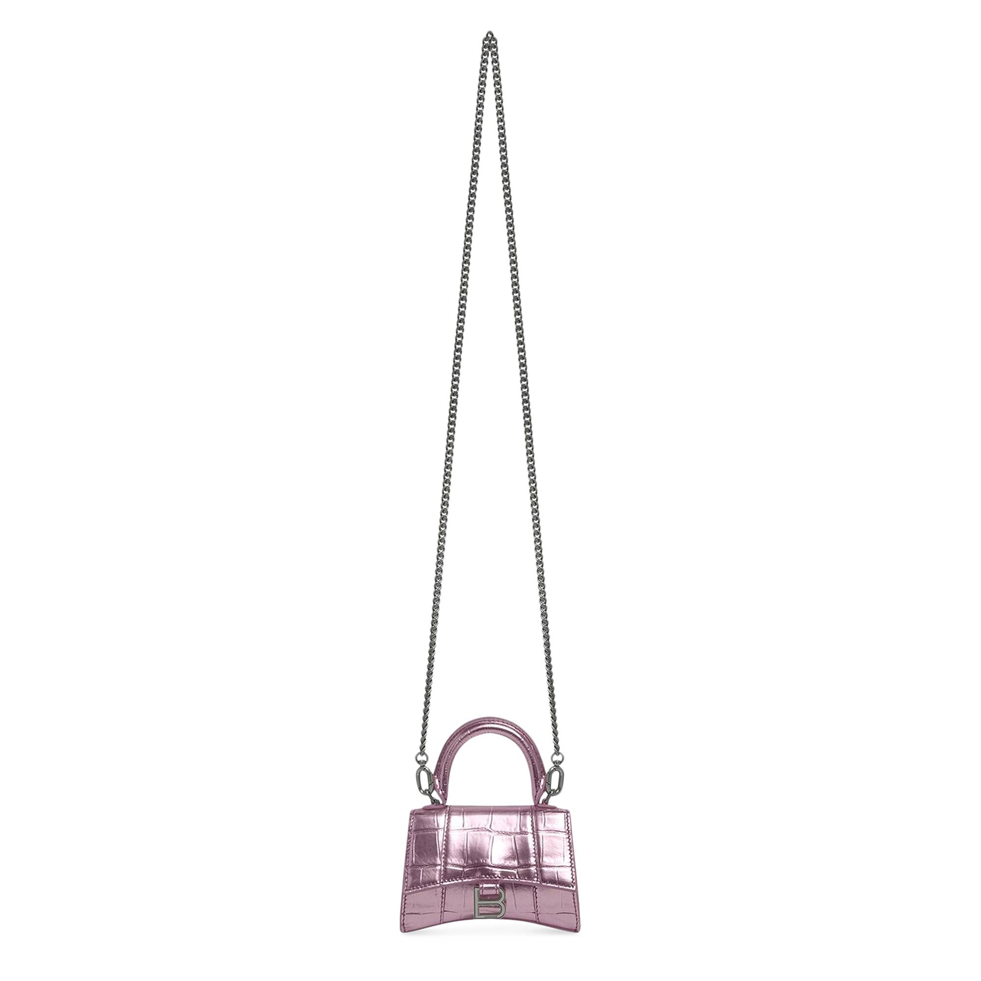 Balenciaga Hourglass Mini Handbag With Chain 'Pink' - 3
