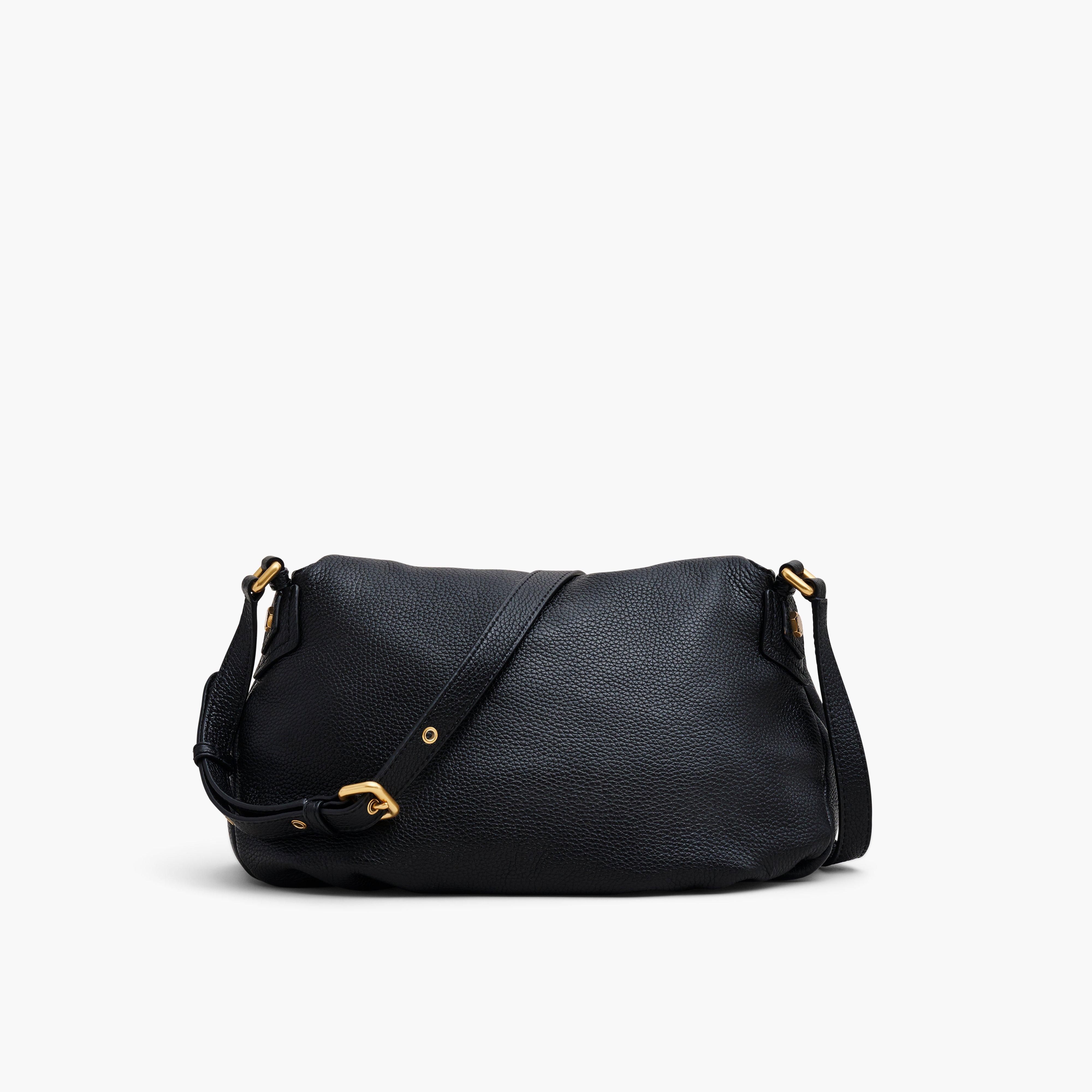 Marc Jacobs Natasha Black Pebble Leather Flap Crossbody Bag