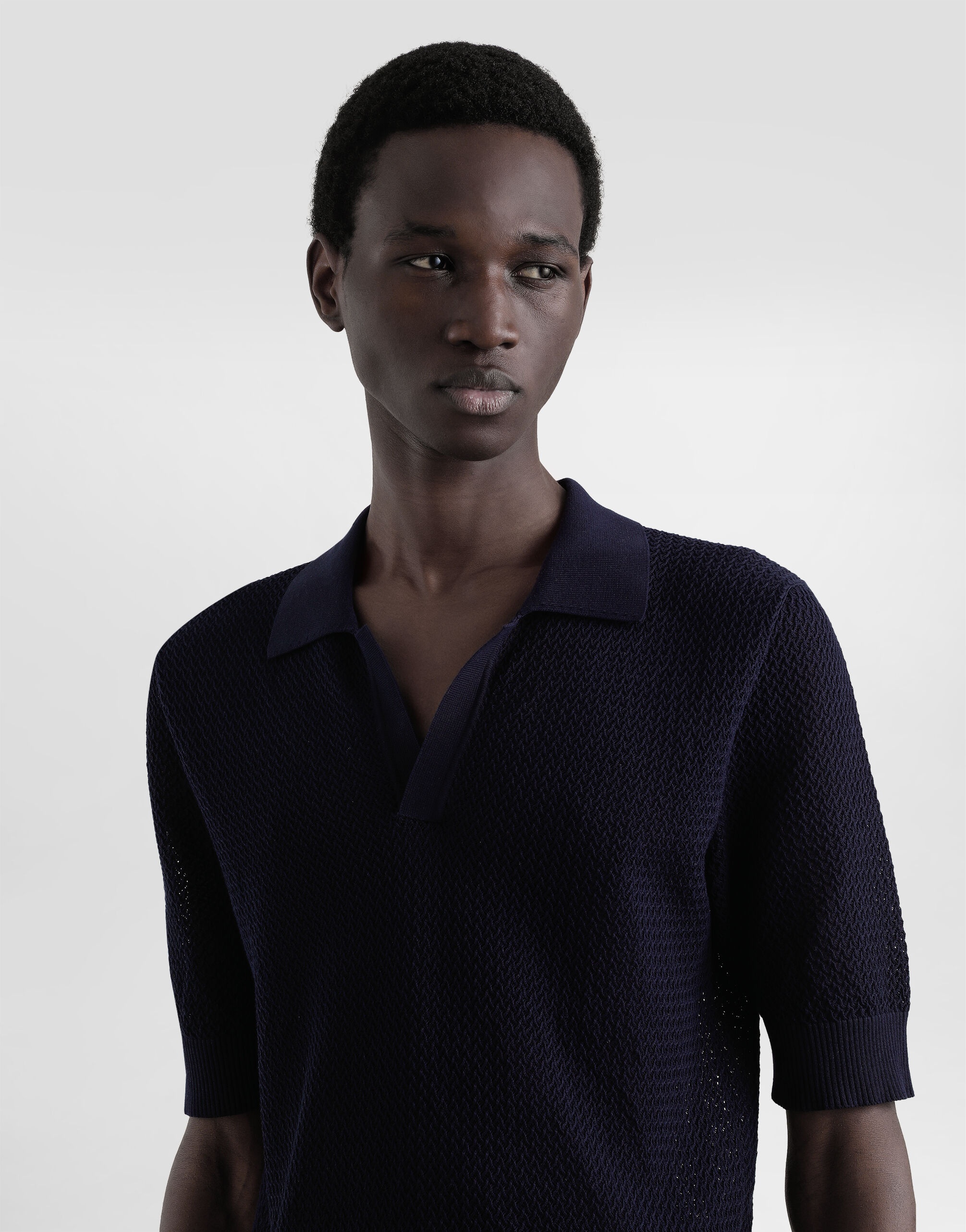 Micro-pattern cotton polo shirt - 4