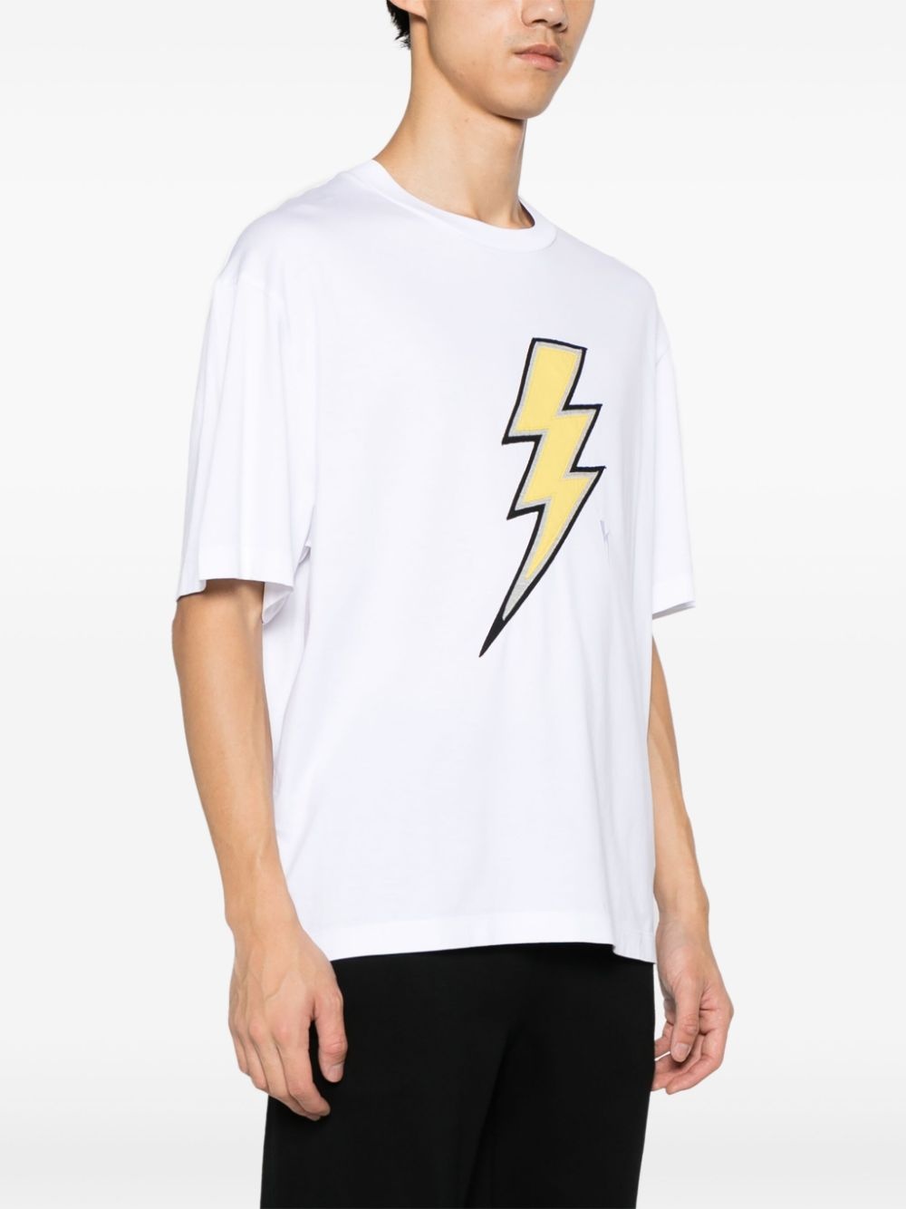 Thunderbolt-patch cotton T-shirt - 4