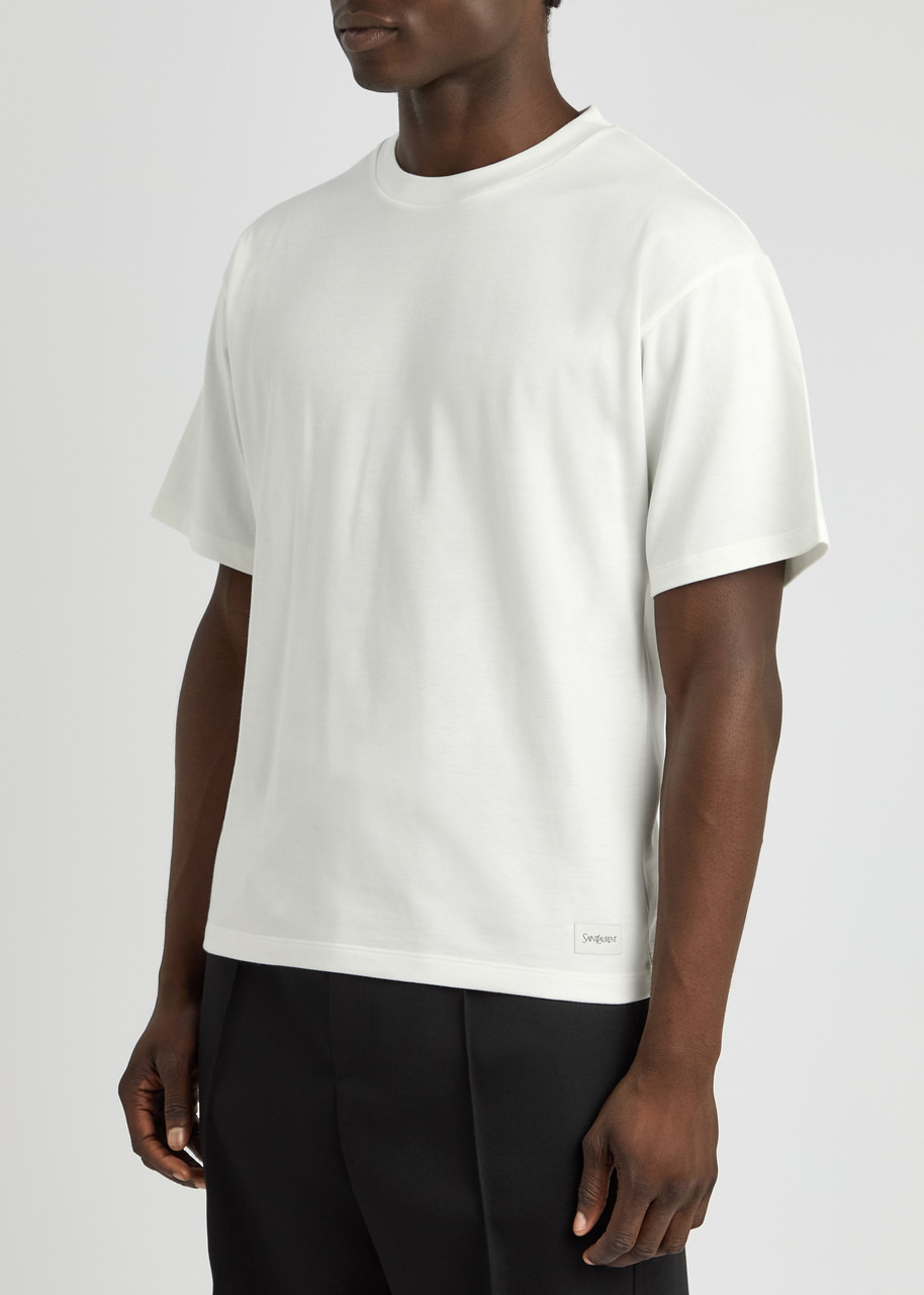 Saint Laurent Logo-appliqué Cotton-blend T-shirt - 2