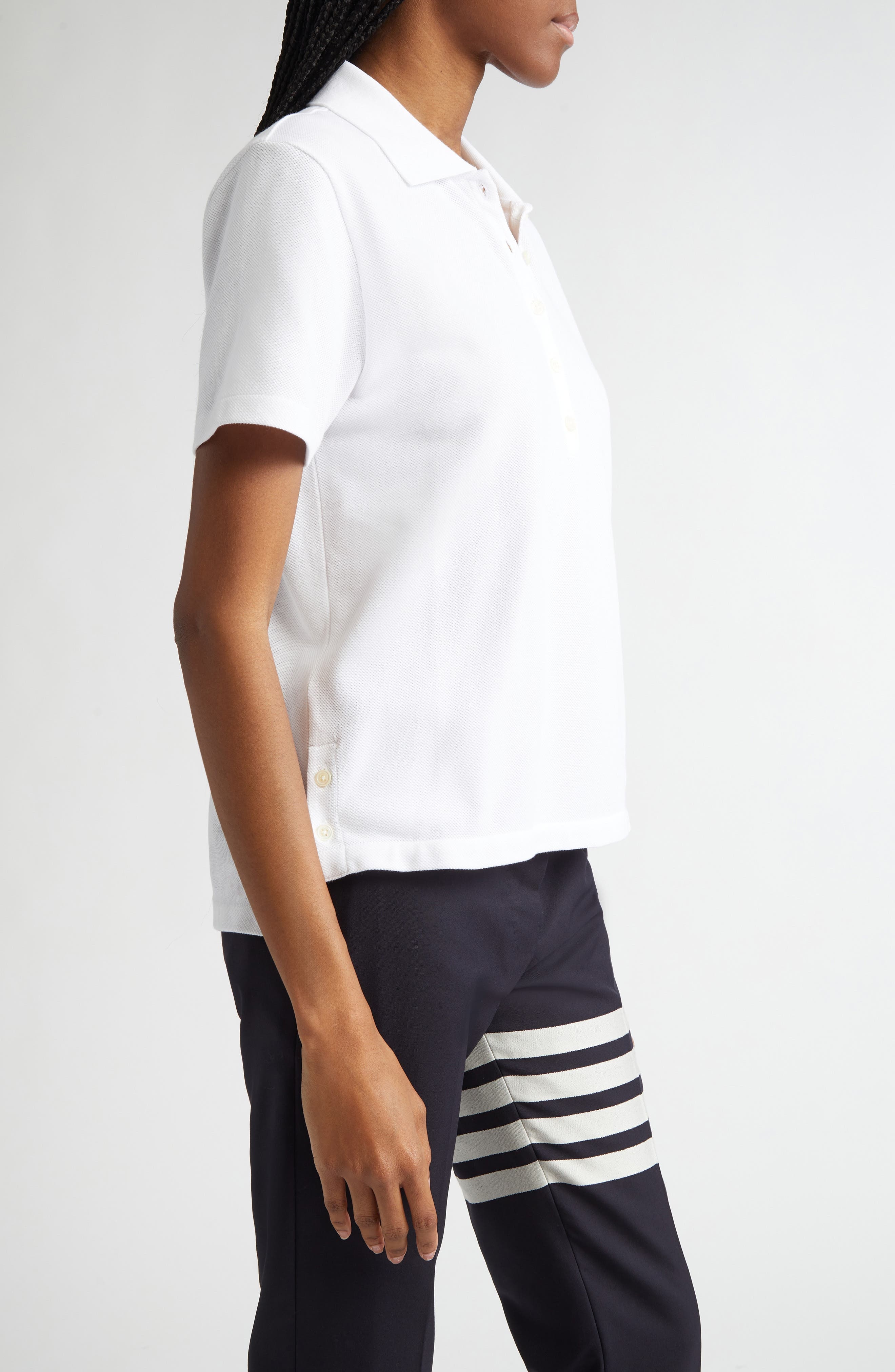 Thom Browne Stripe Piqué Polo in White at Nordstrom - 4