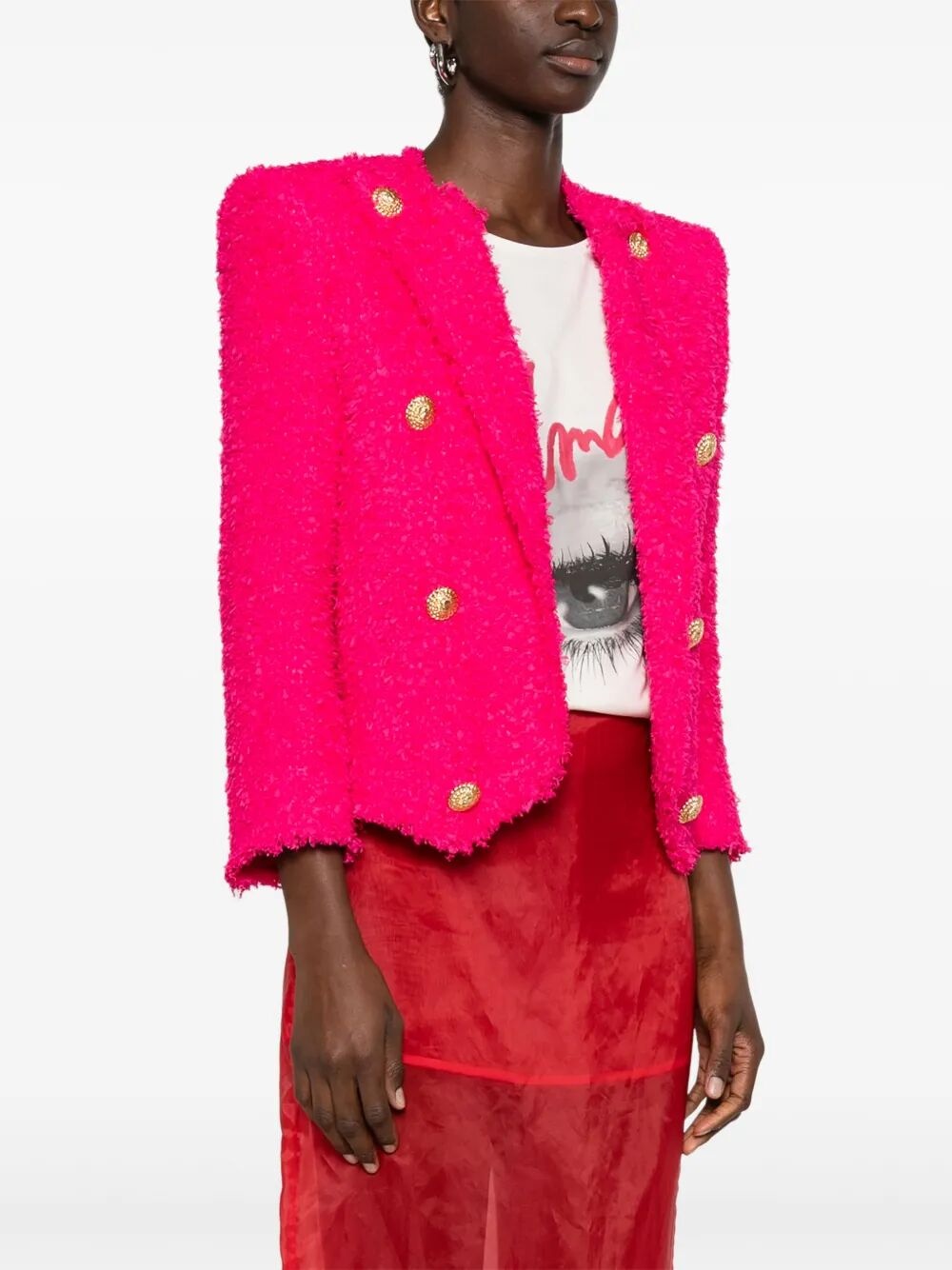 Balmain Women 8 Button Tweed Spencer Jacket - 7