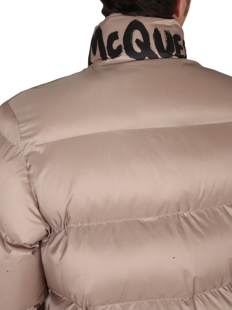 Alexander Mcqueen Men Graffiti Logo Print Down Jacket - 4