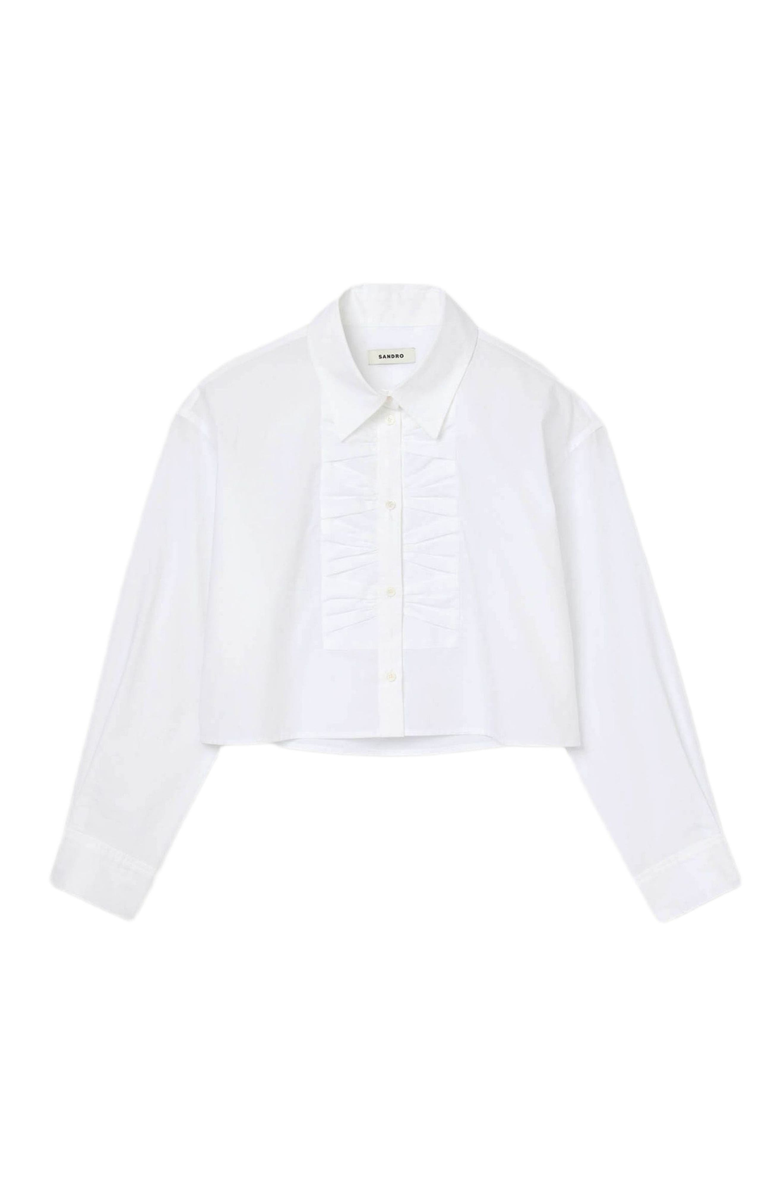 SANDRO Cropped shirt with bow details in White at Nordstrom - 5