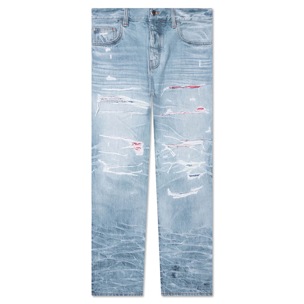 STRAIGHT FIT ALOHA PATCH JEAN - FADED INDIGO - 1