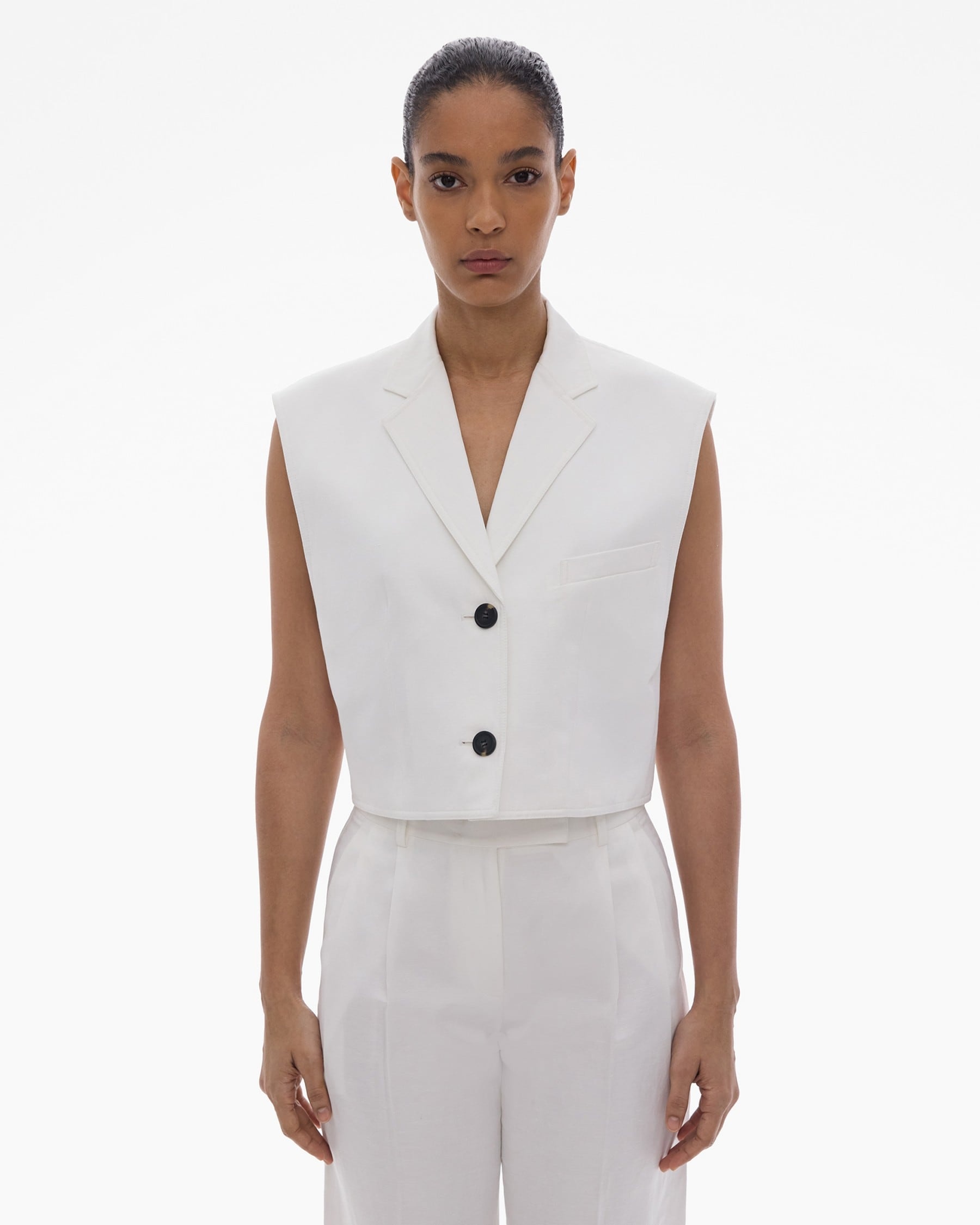 CROPPED COTTON-LINEN VEST - 3