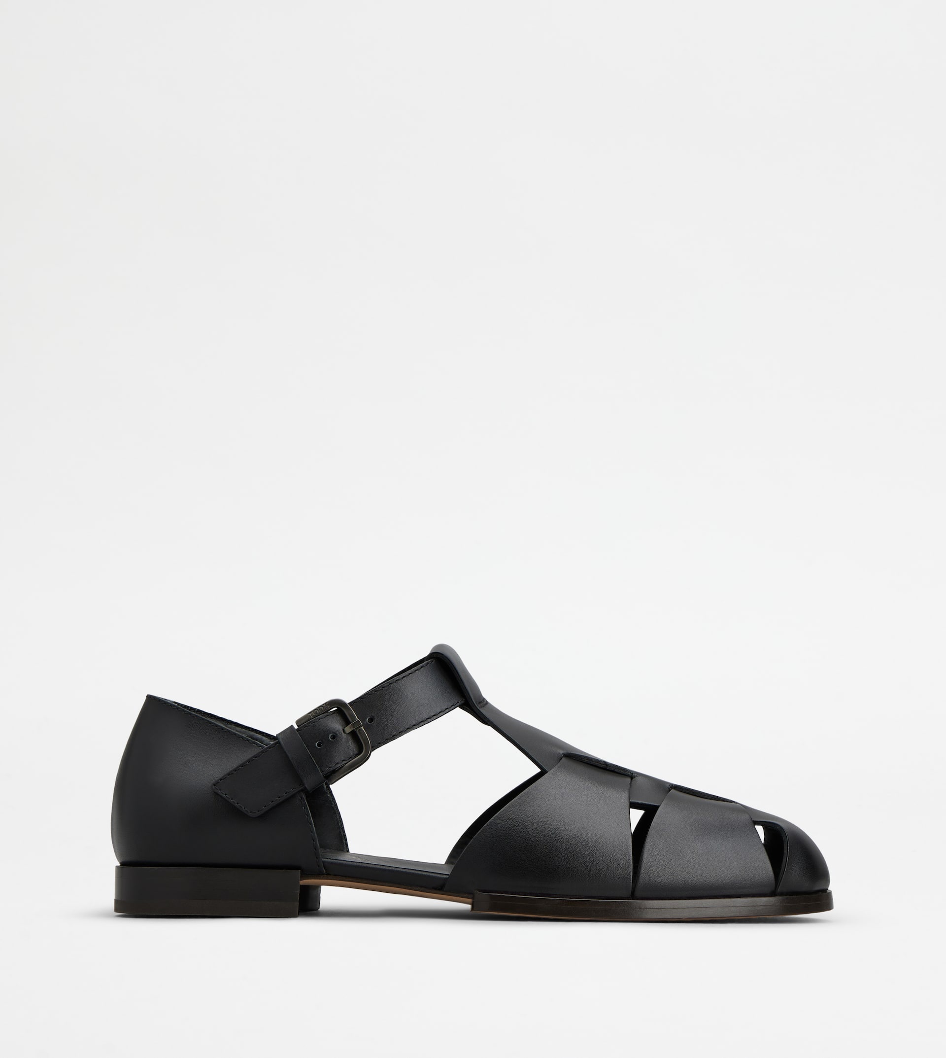 SANDALS IN LEATHER - BLACK - 1