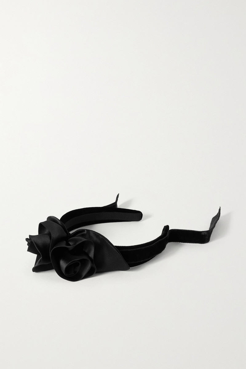 Velvet and satin headband - 1