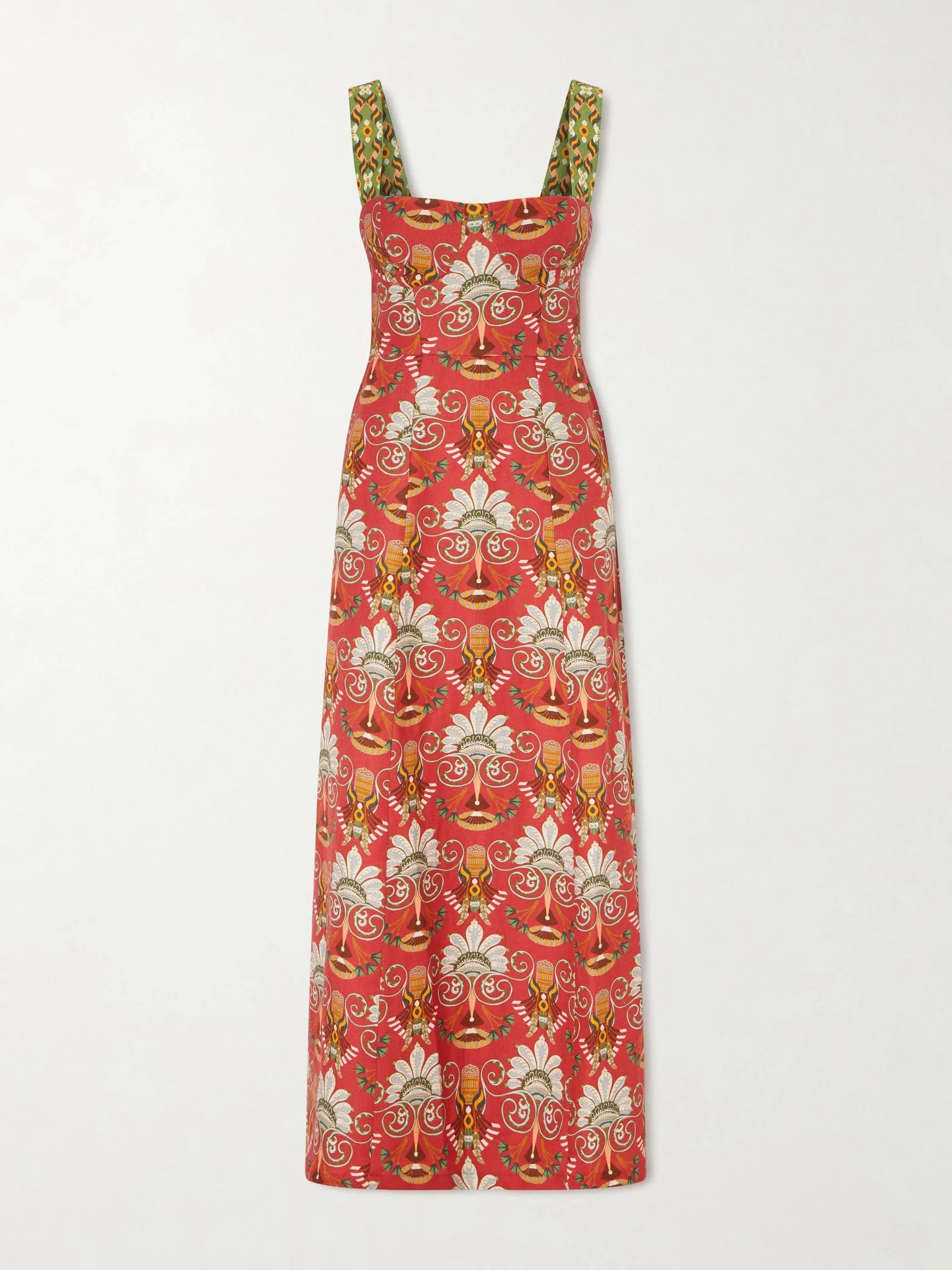 Azzurra open-back floral-print linen and cotton-blend midi dress Red - 1
