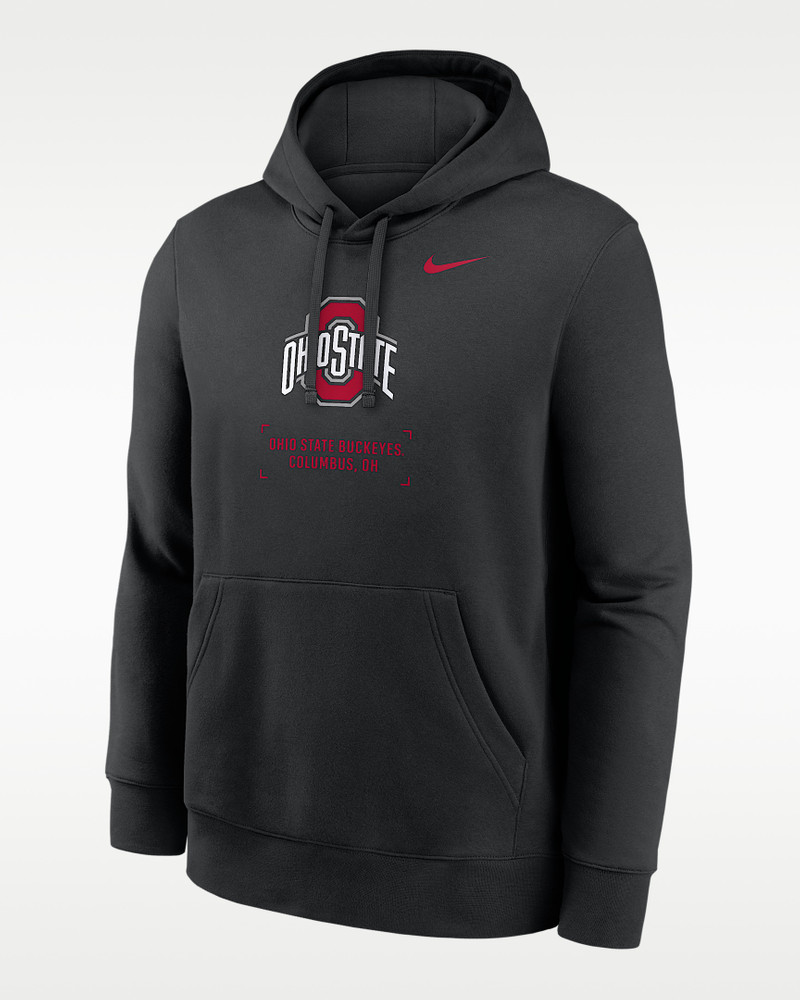 Ohio State Club Basketball 2-Hit Men's Nike College Pullover Hoodie 1