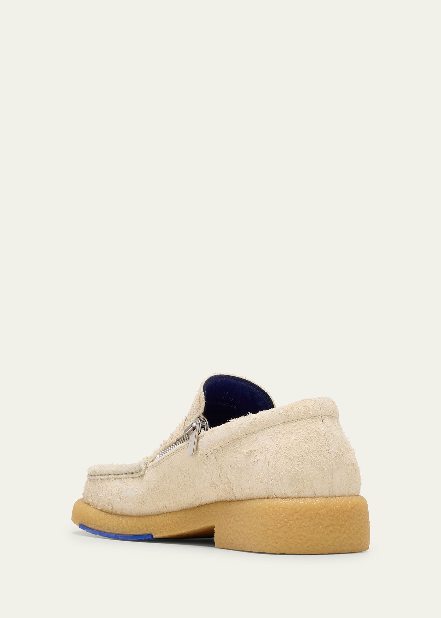 【関税込み】Burberry ベージュ スエード Chance ローファー Burberry Men's Chance Textured Suede Zip Loafers