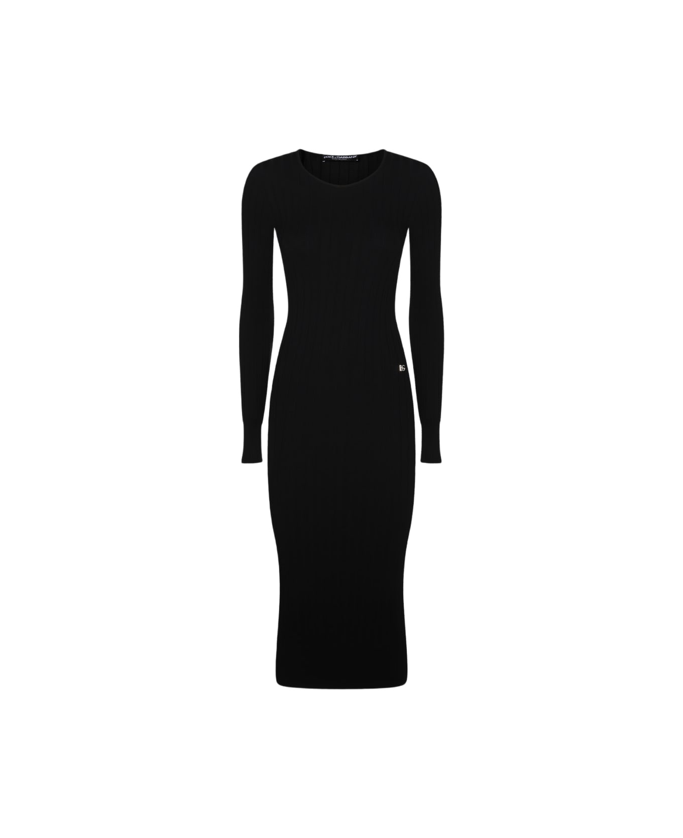 Black Viscose Midi Dress - 1