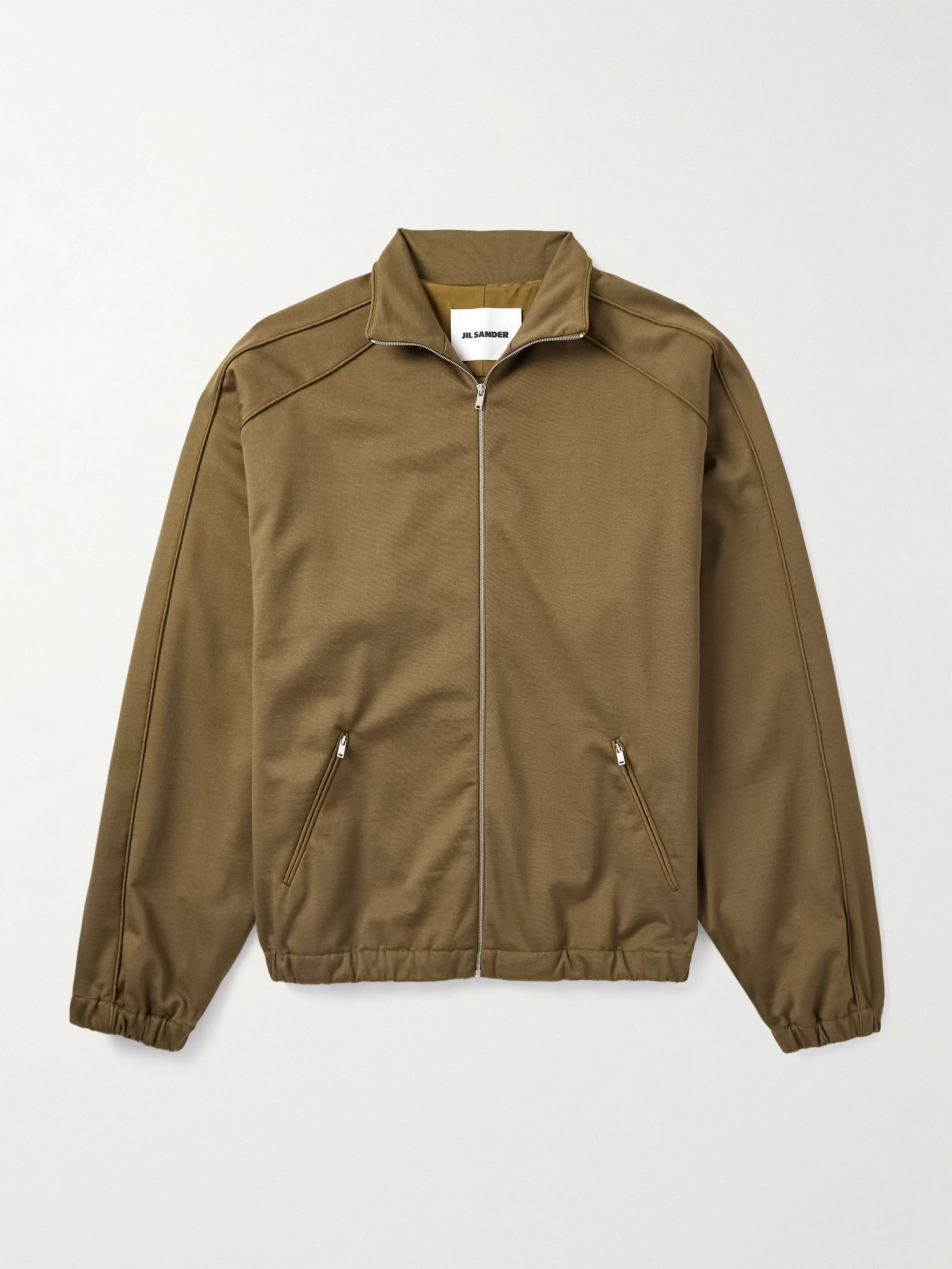 Oversized Cotton-Blend Jersey Zip-Up Sweatshirt Brown - 1