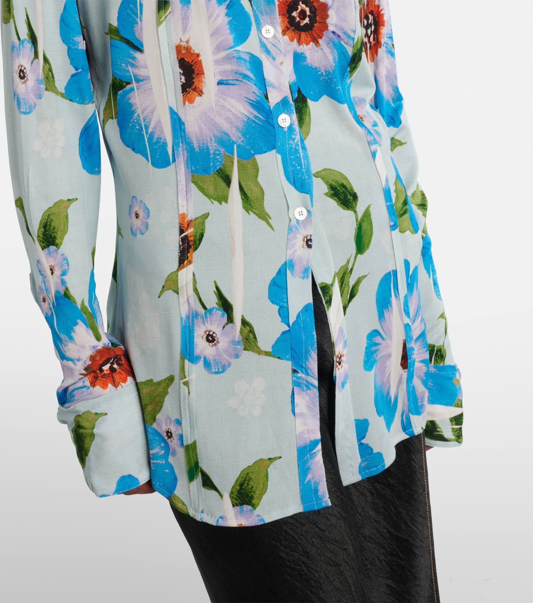Floral jersey shirt - 5