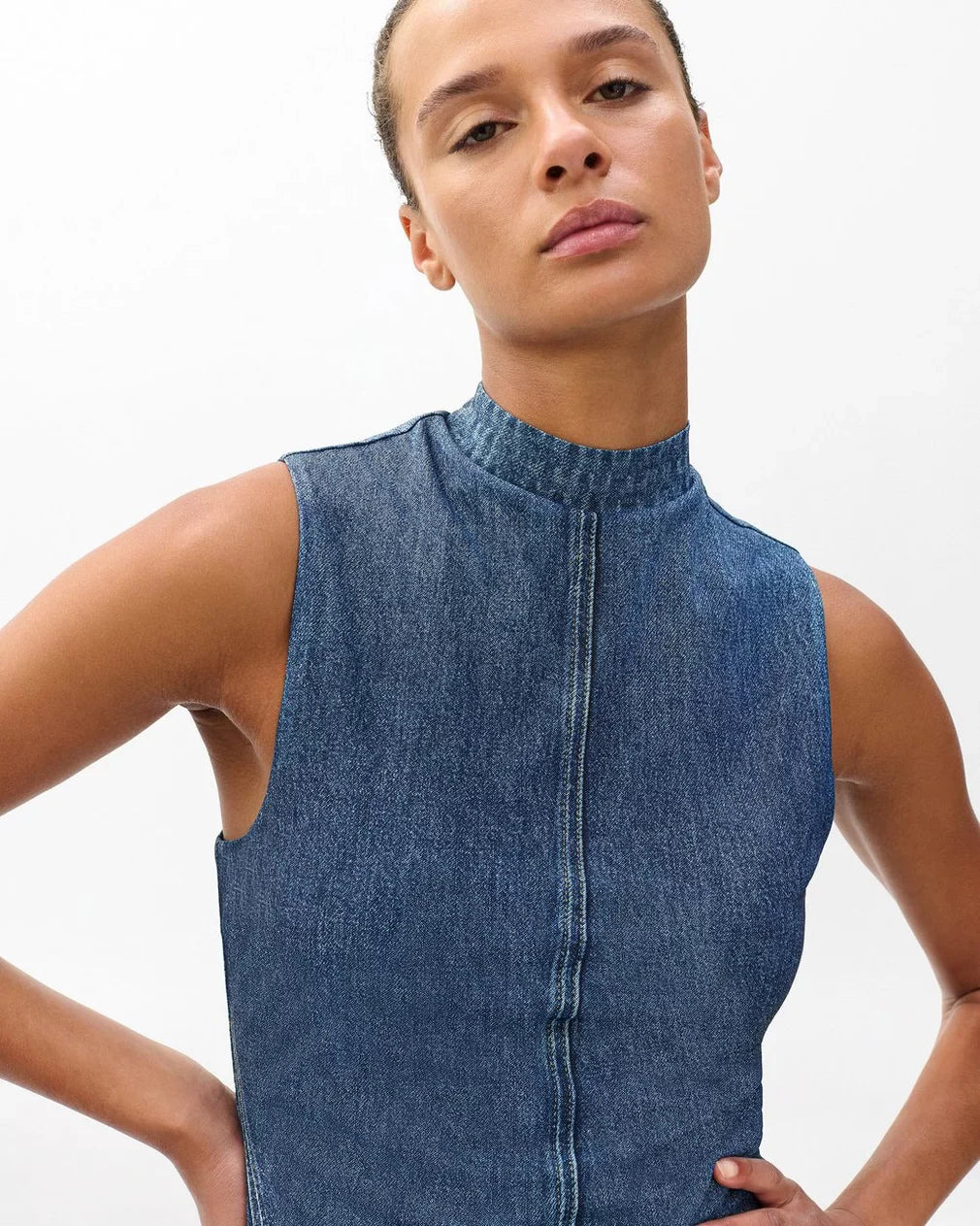 Miramar Sleeveless Mesh Mock Neck Tank Top - 4