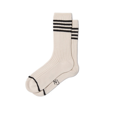 Nudie Jeans Men Tennis Socks Stripe Offwhite/Black outlook