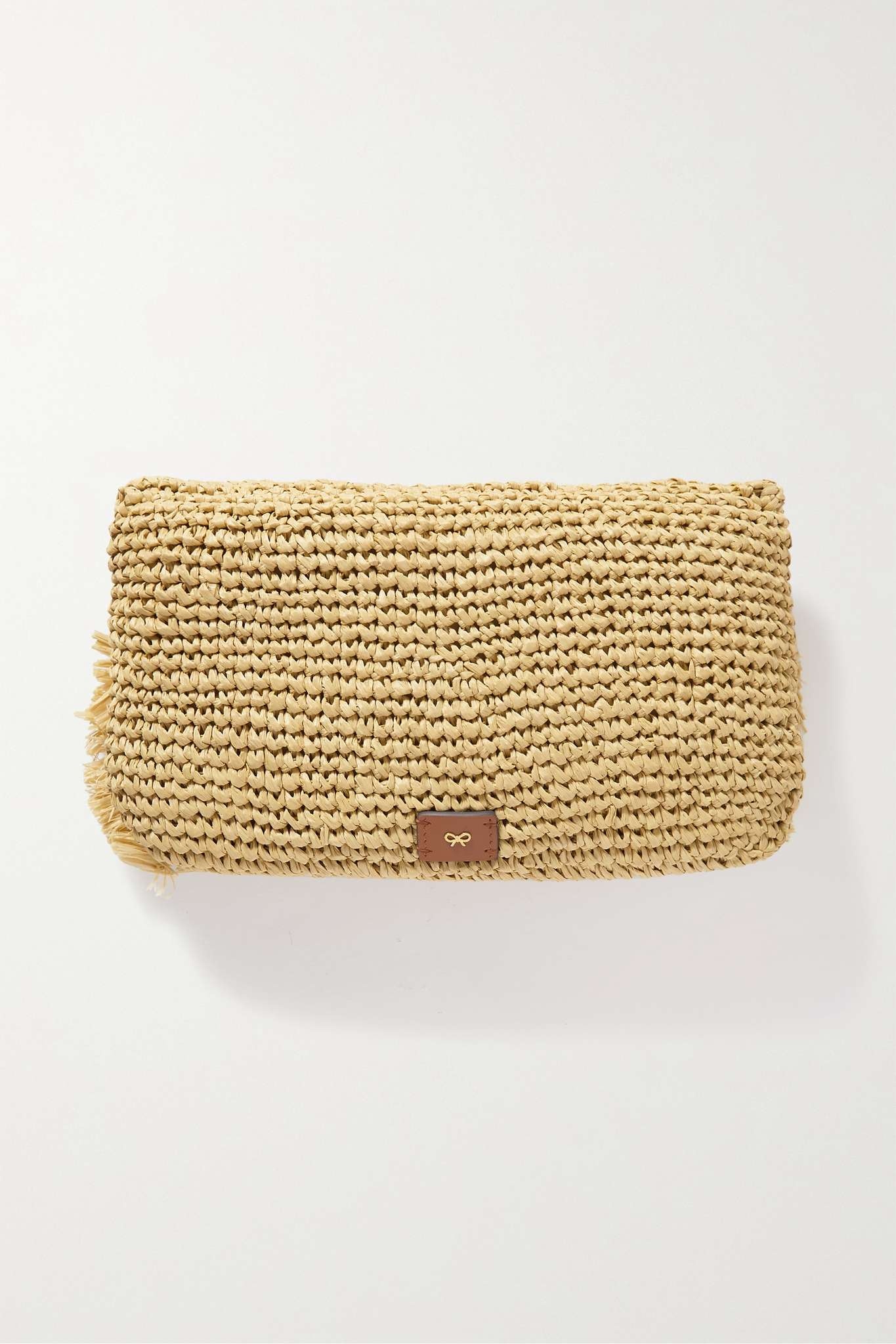 Bow fringed raffia clutch - 3