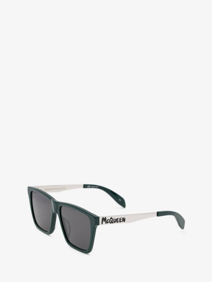Mcqueen Graffiti Flat Top Sunglasses in Green - 3