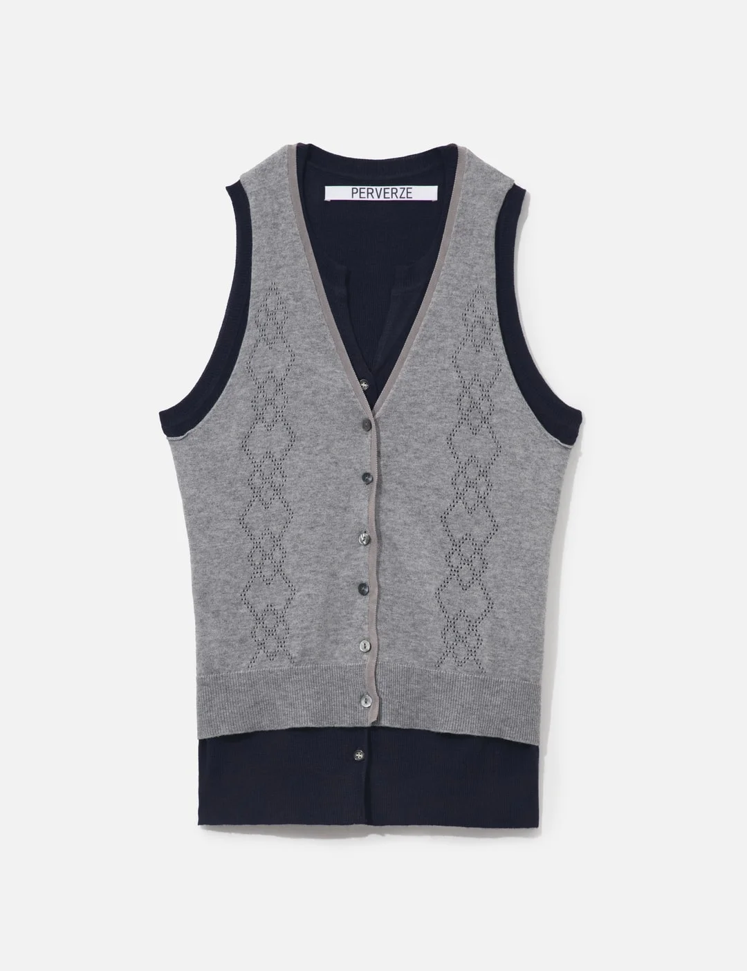 EYELET LAYERED KNIT TOP - 1