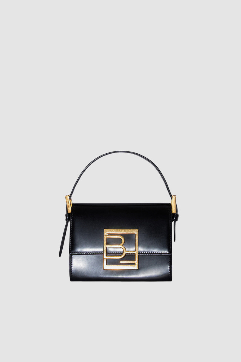 Fran Black Semi Patent Leather Top-Handle Bag 1