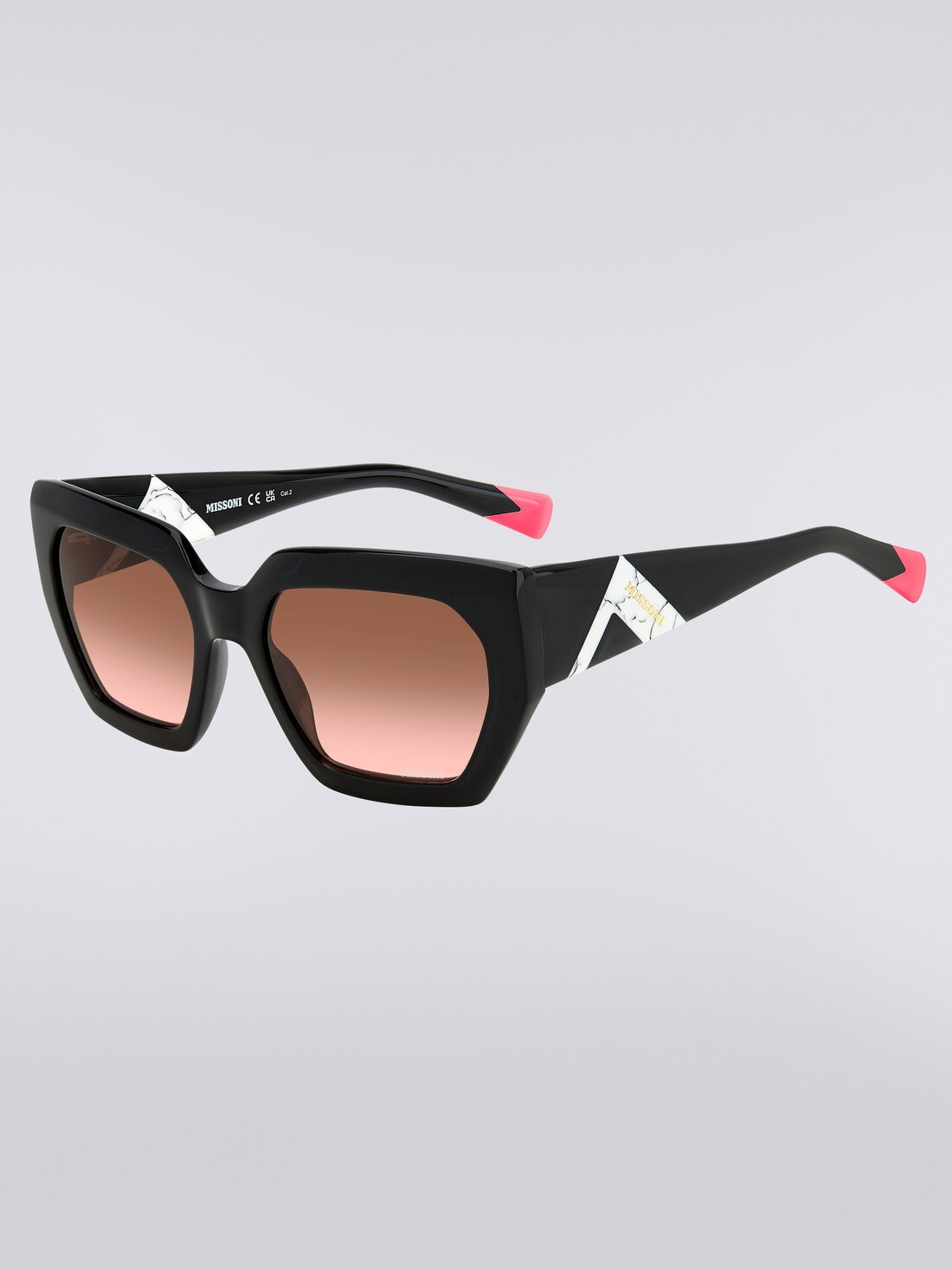 Square frame sunglasses with contrasting logo insert - 2