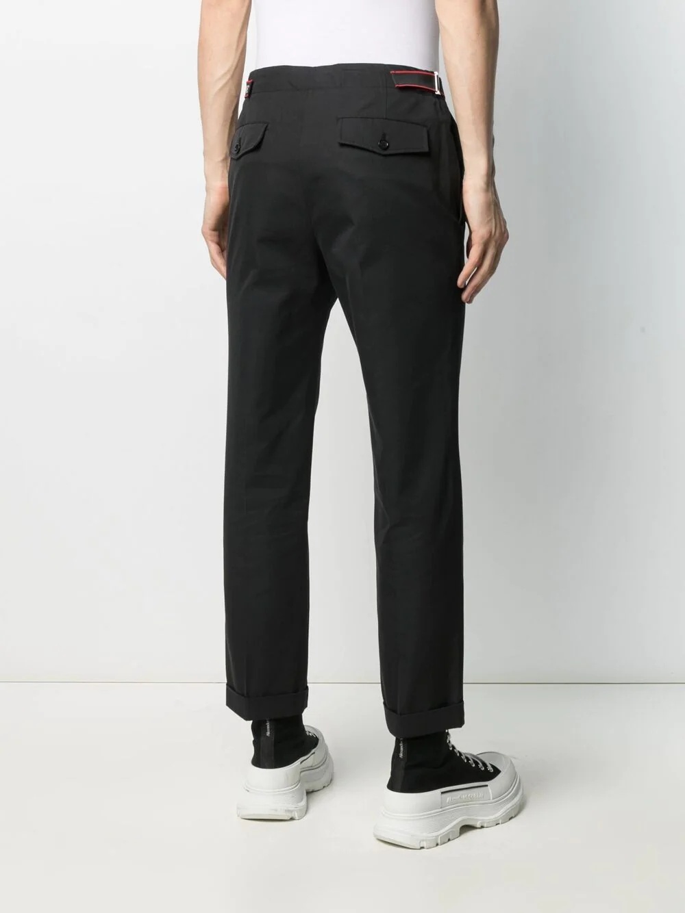 logo-strap tailored trousers - 4