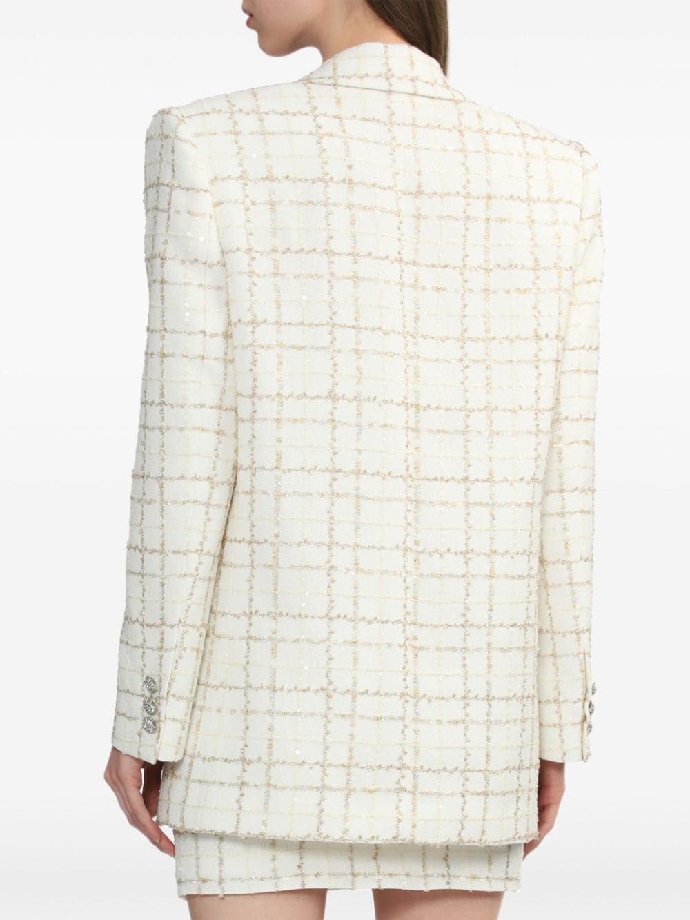 double-breasted tweed blazer - 4