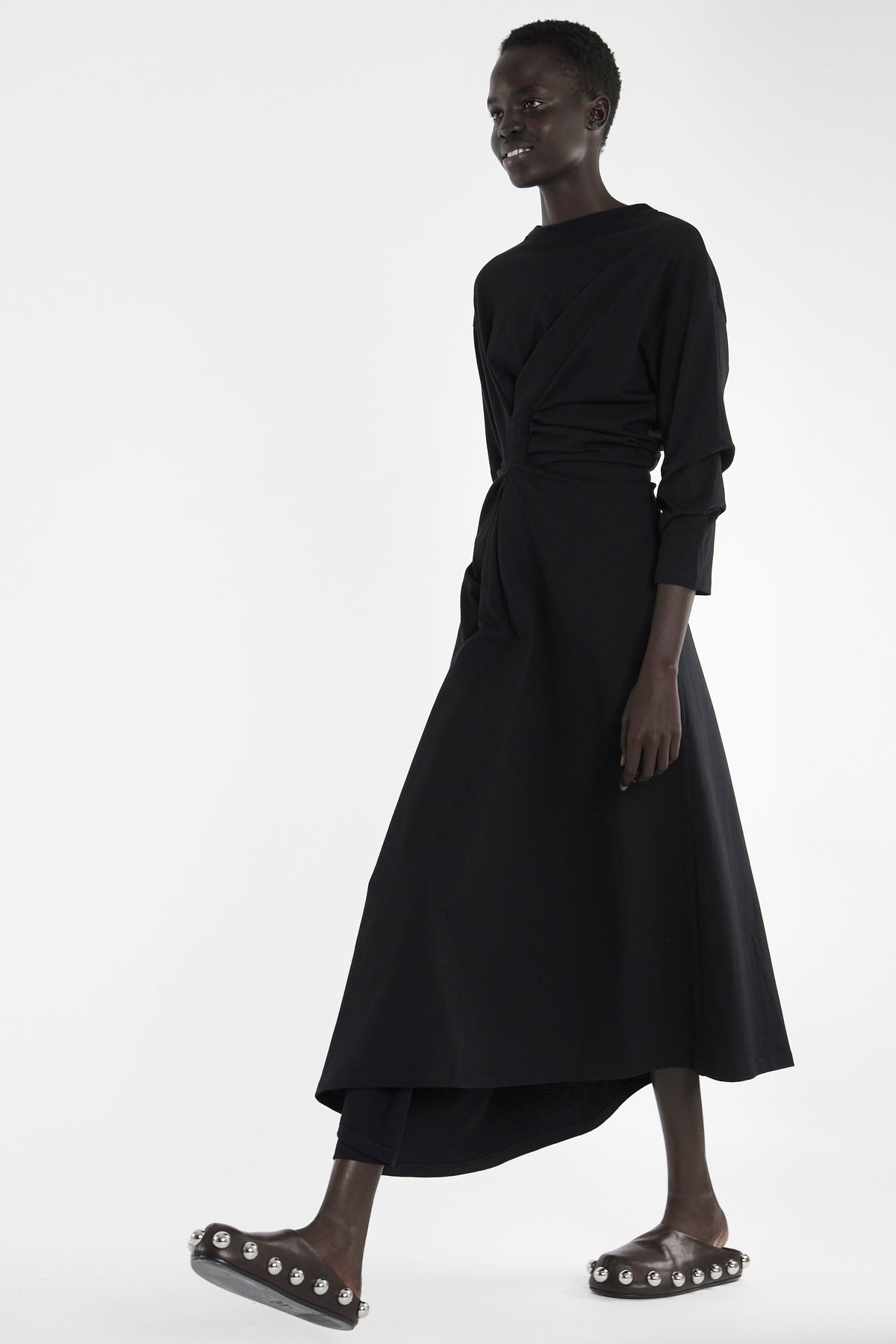 KNOTTED JERSEY DRESS BLACK - 7