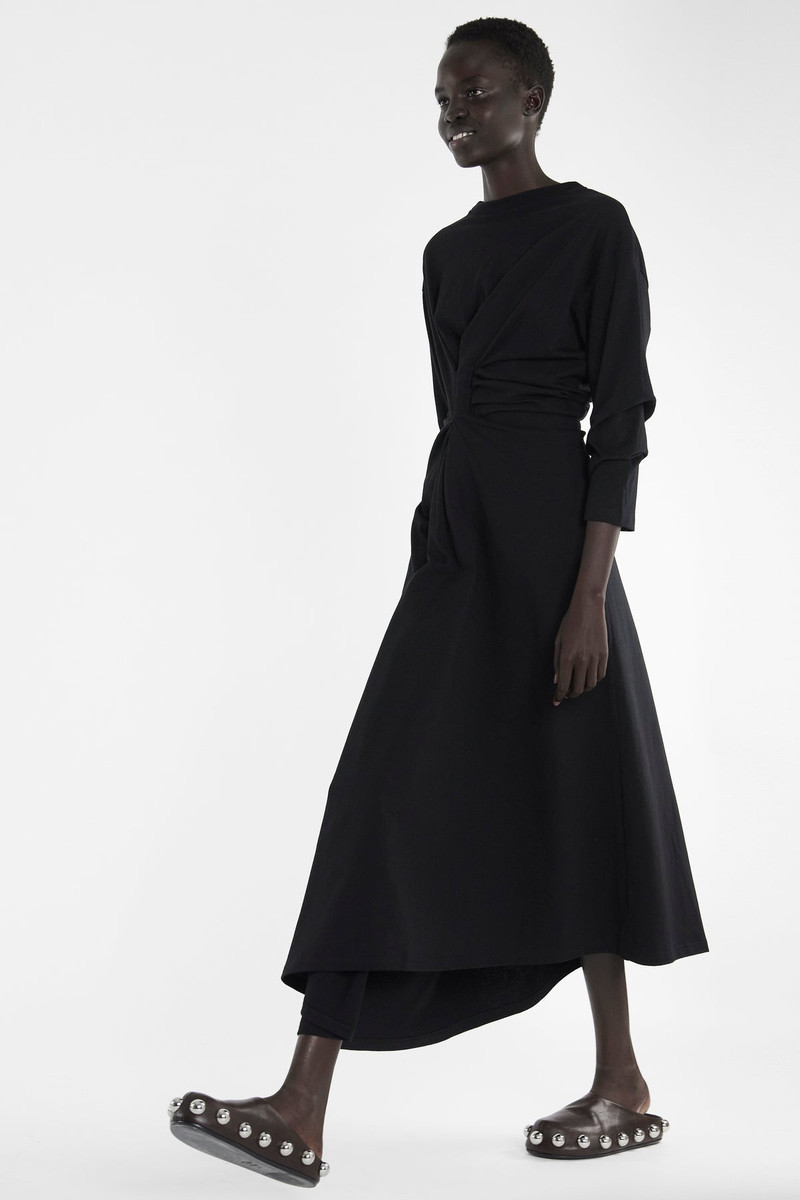 KNOTTED JERSEY DRESS BLACK 7