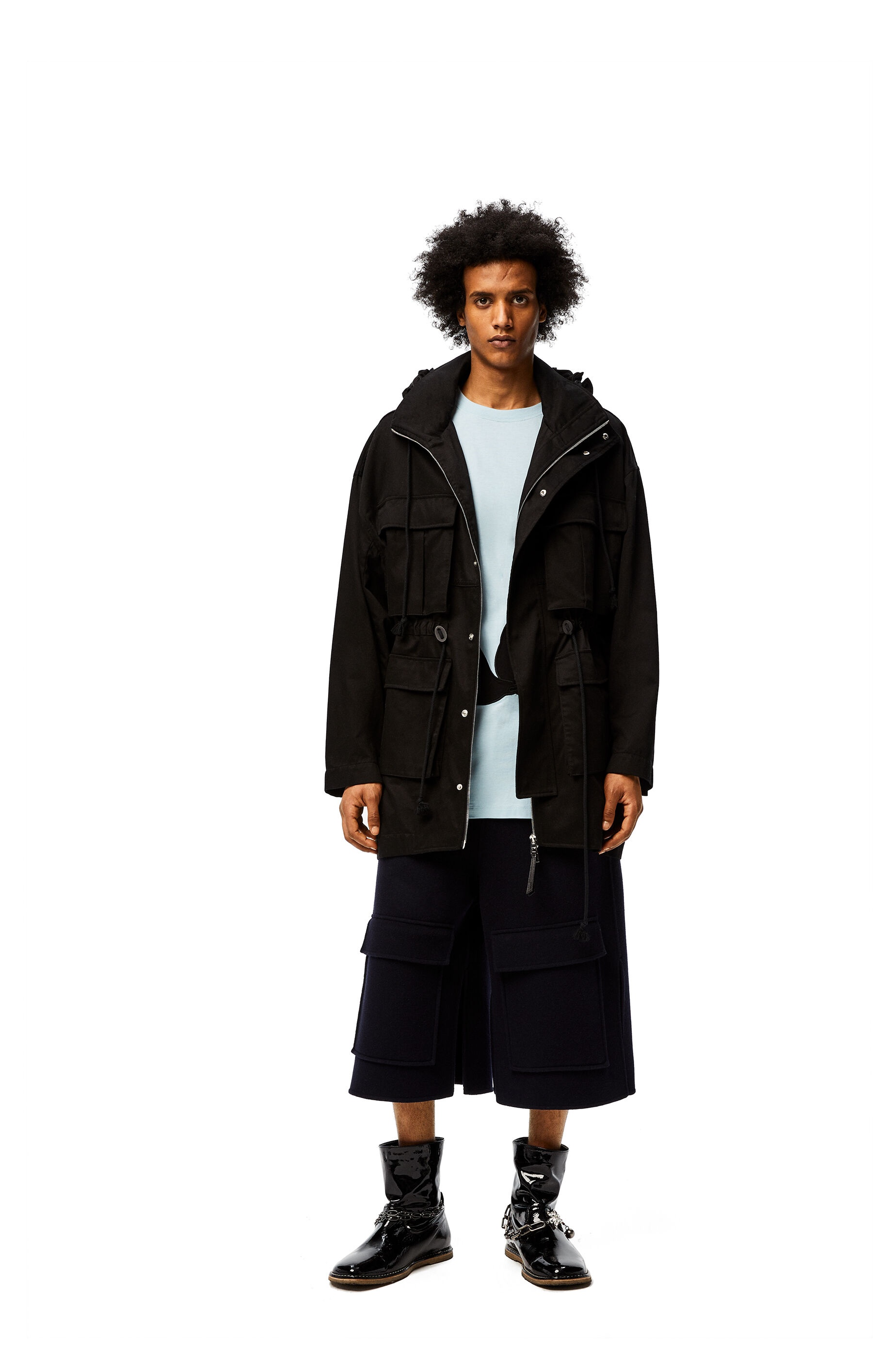 Patch pocket hooded parka in cotton - 2