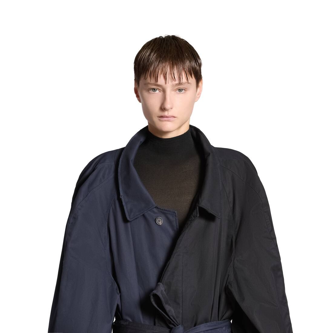 Women's Double Sleeve Carcoat in Black - 5