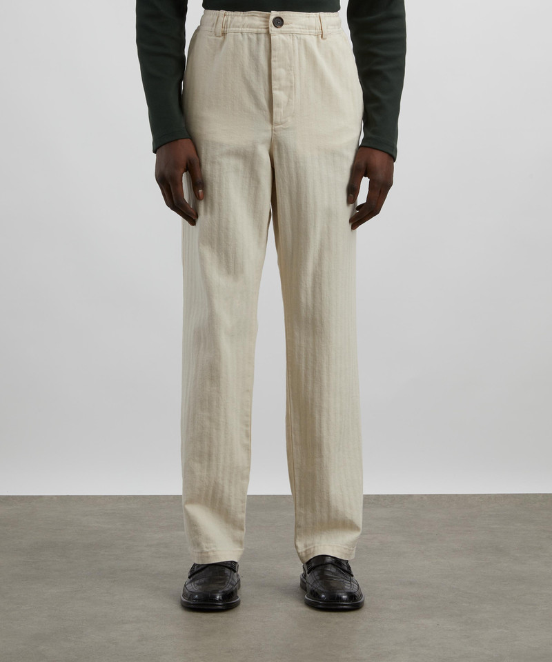 Oliver Spencer Ecru Herringbone Drawstring Trousers outlook