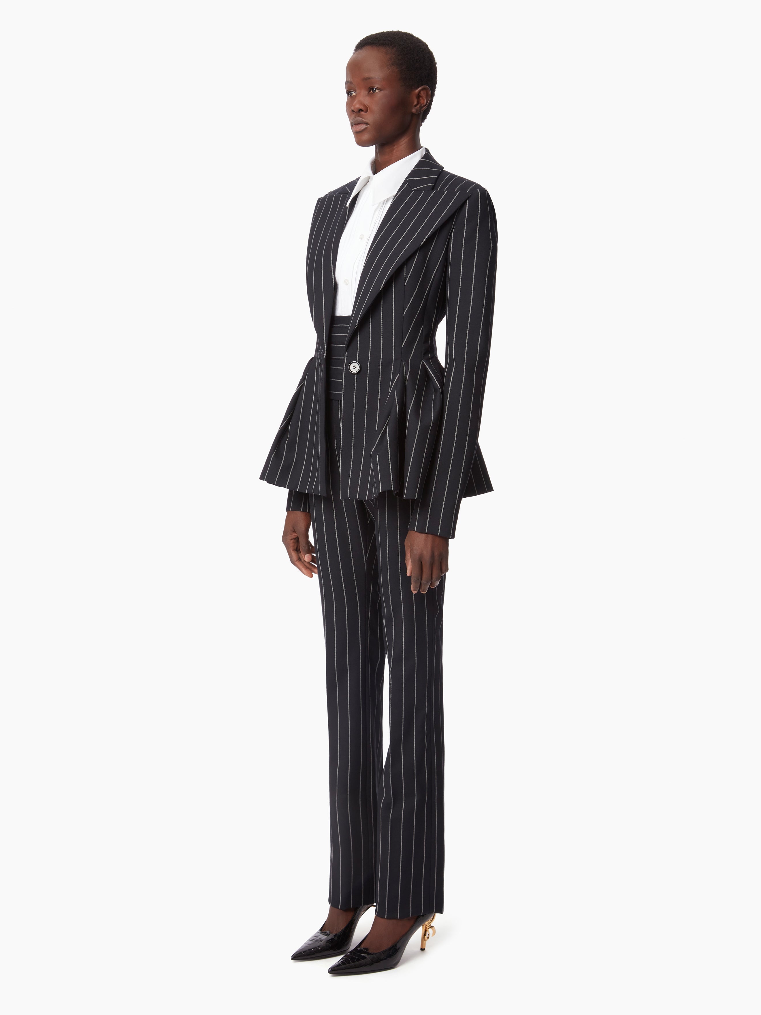 PINSTRIPE PEPLUM BLAZER - 2