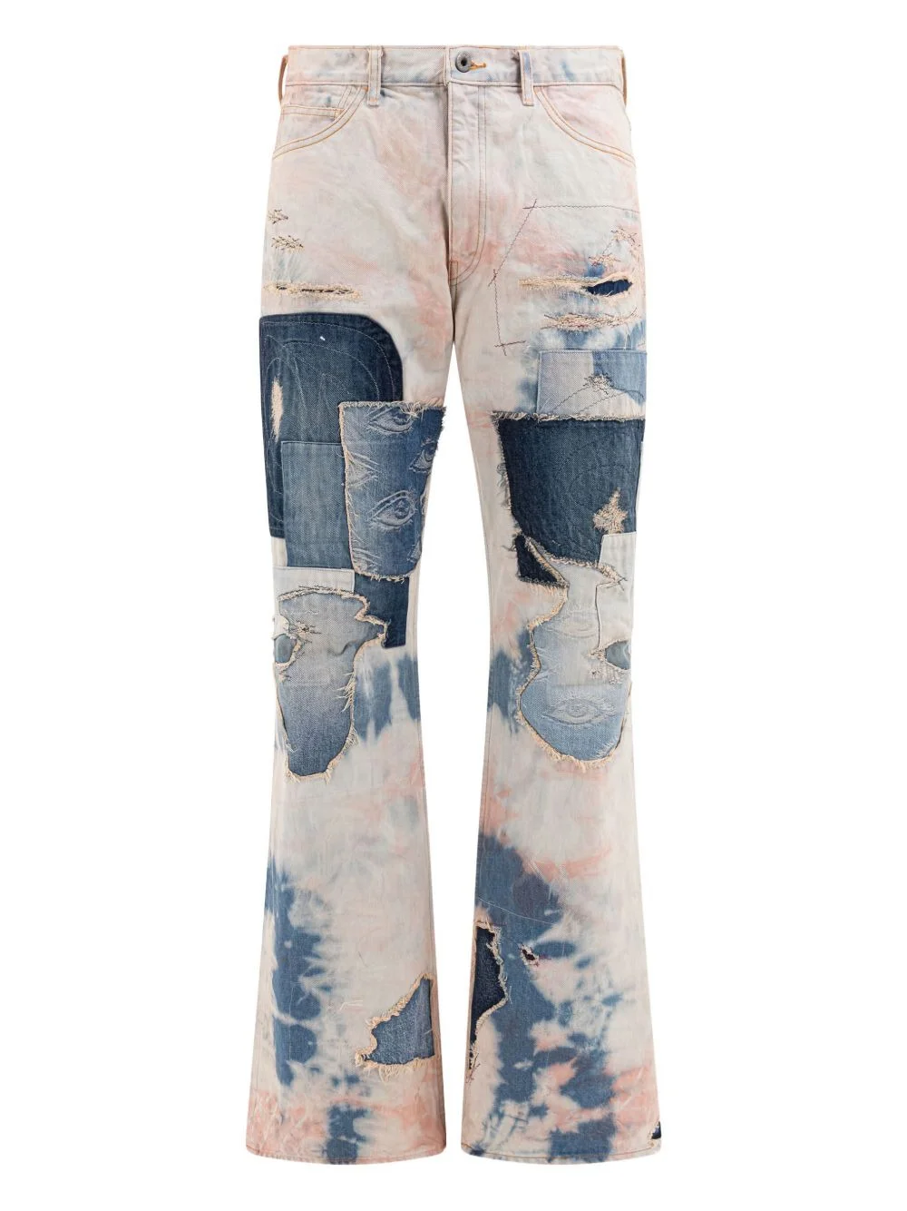 tie-dye embroidered-eye jeans - 1