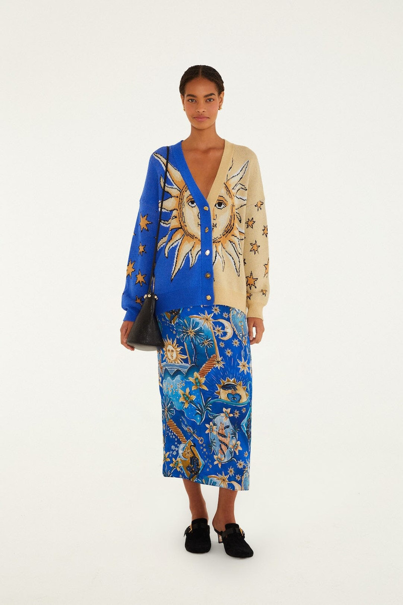 Mixed Mystical Sun Buttoned Knit Cardigan 4