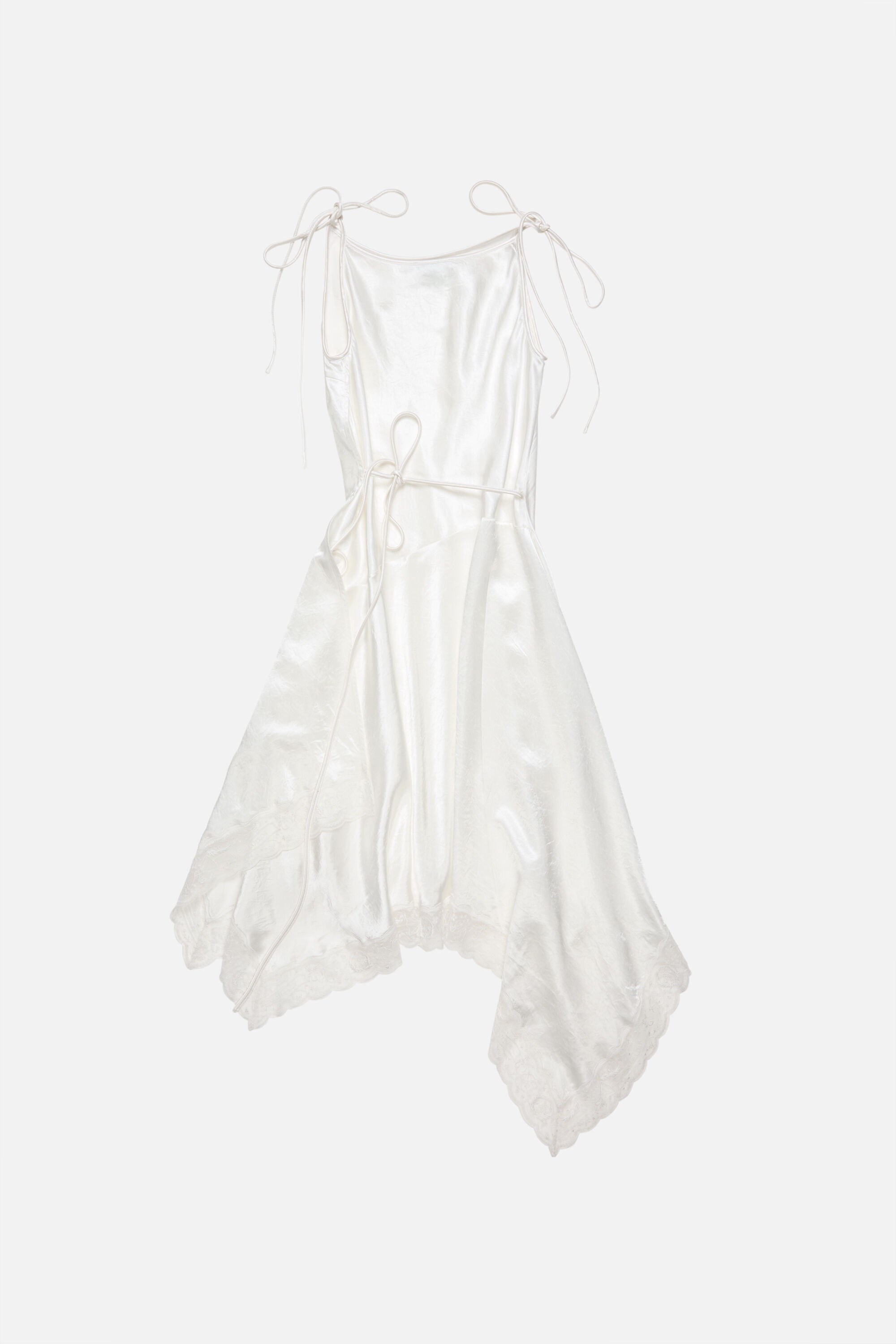 Satin lace dress - White - 7
