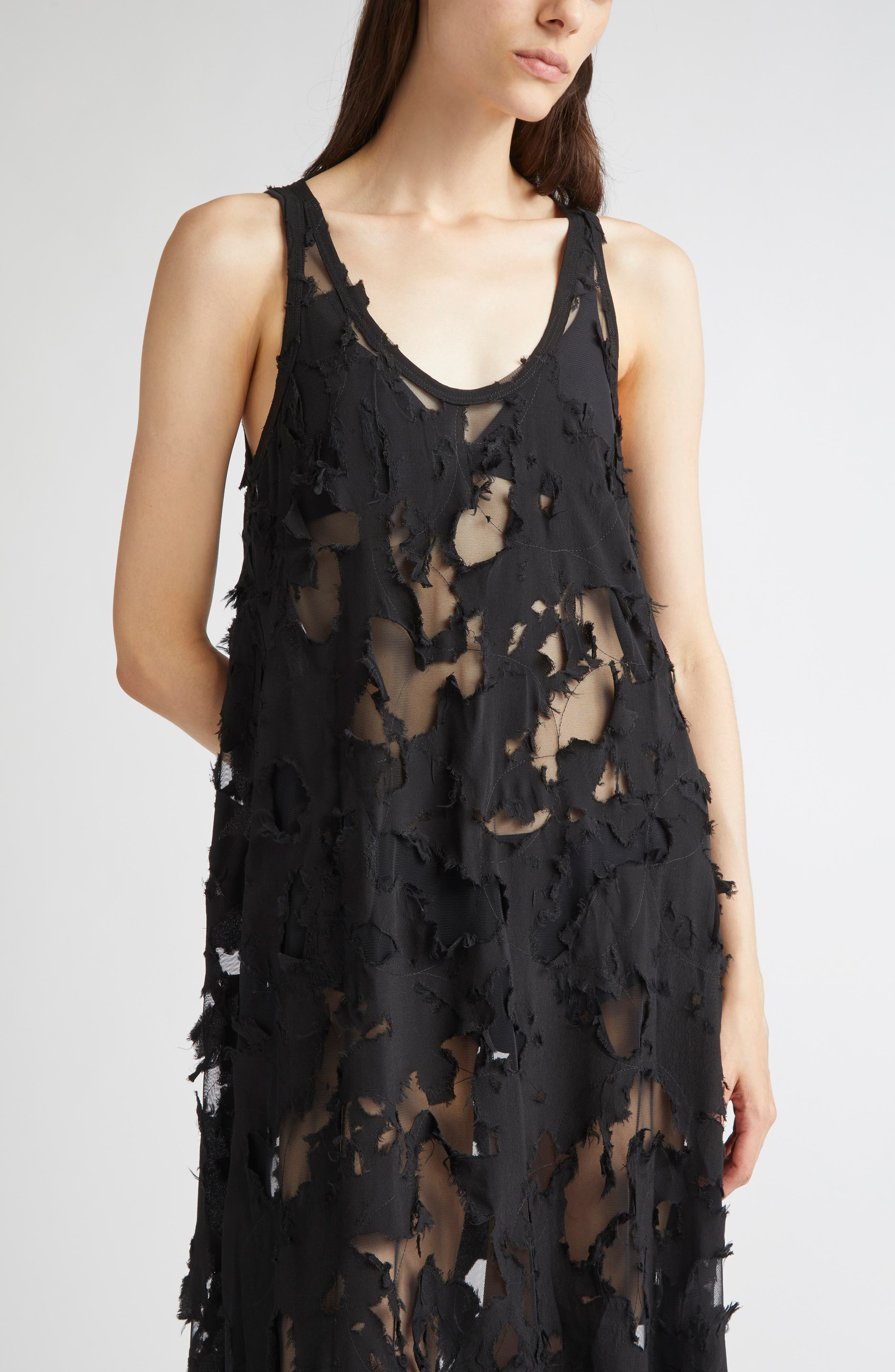 R13 Ripped Tank Dress in Black at Nordstrom - 4