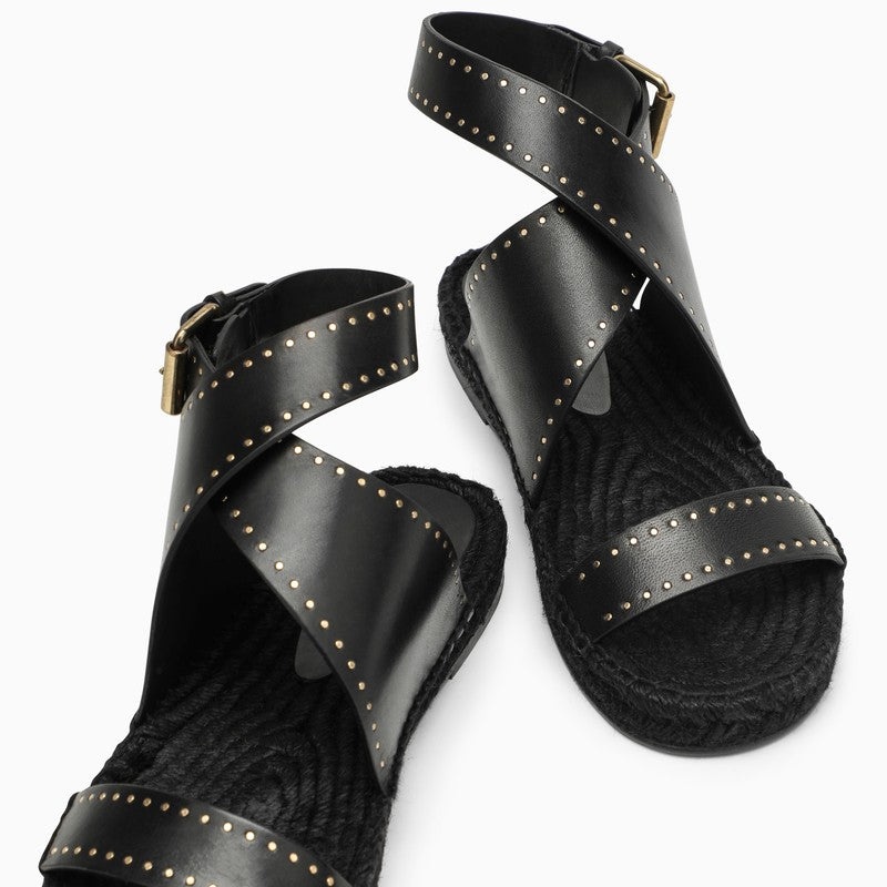 Isabel Marant BLACK STUDDED LEATHER SANDAL | netdressed