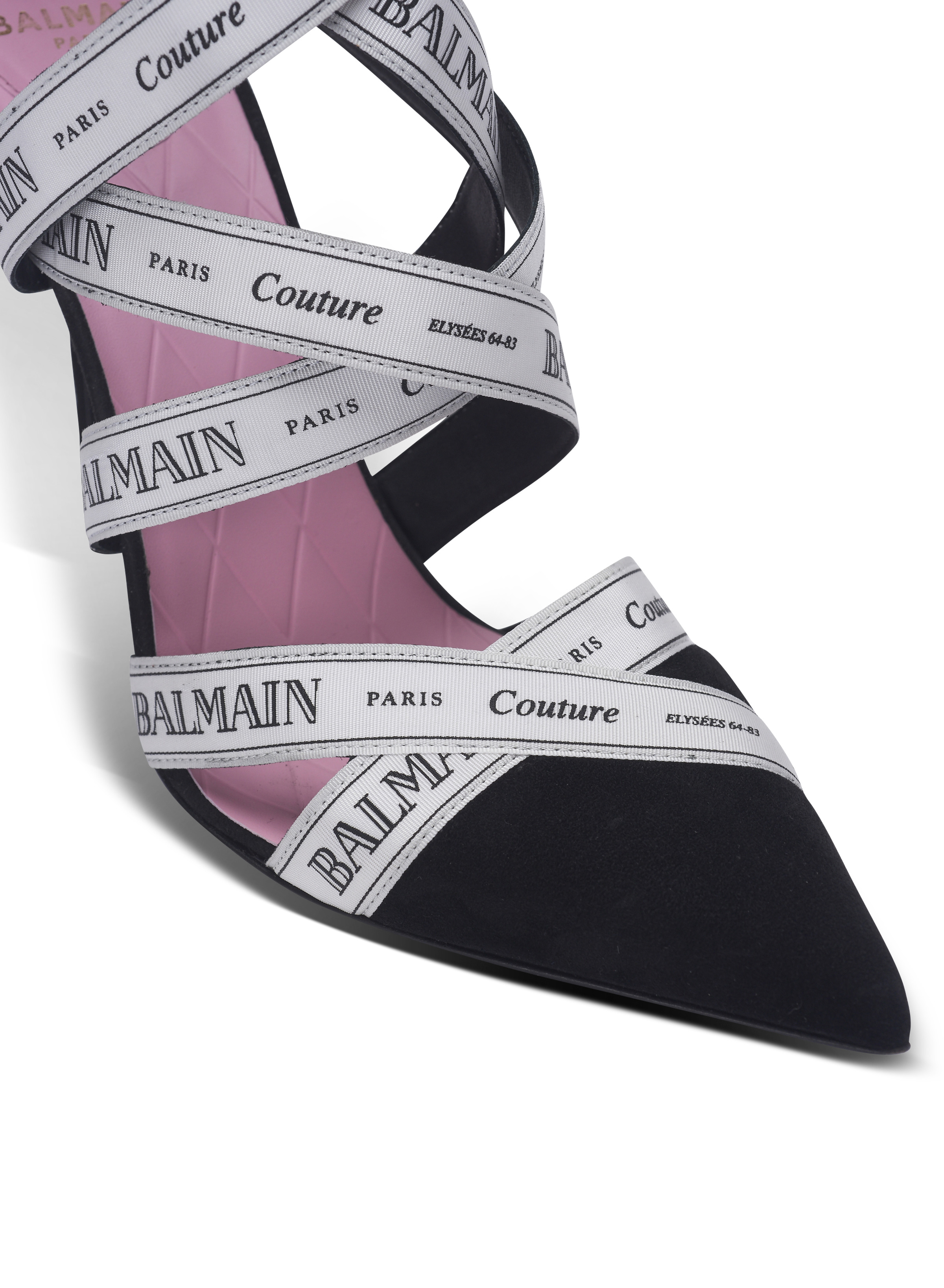 Couture suede heels with Balmain ribbon motif - 5
