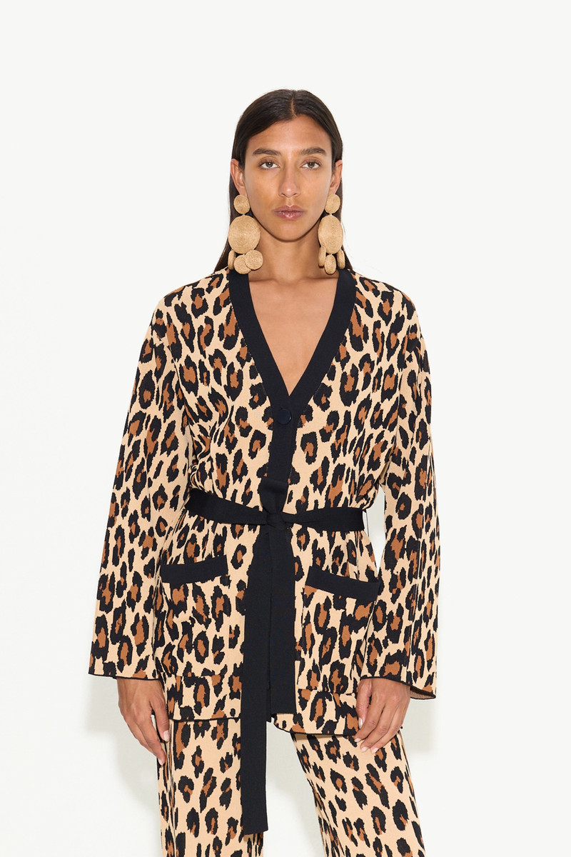 SIMONMILLER Max Belted Knit Cardigan in Cheetah outlook