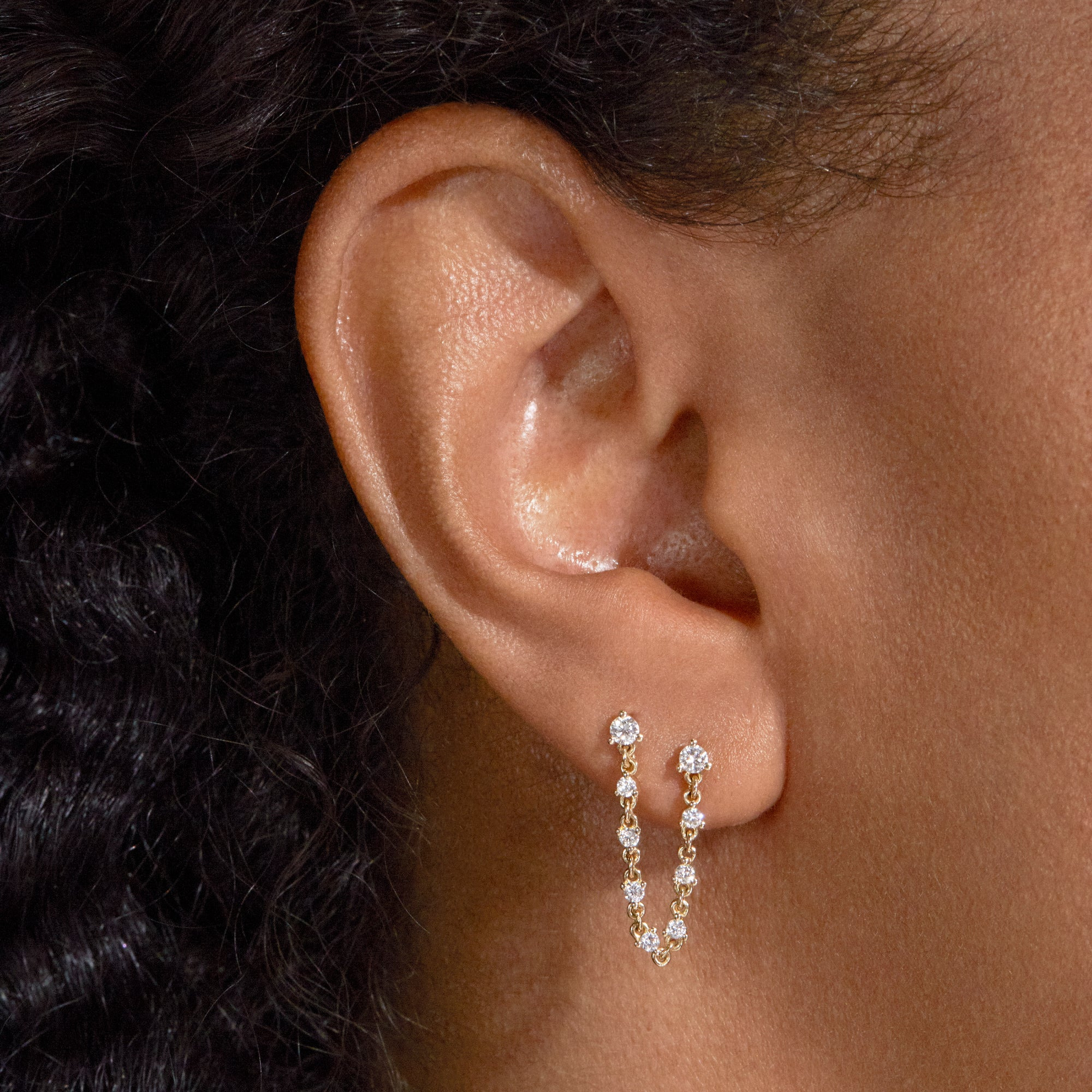 Chain Of Diamonds Double Stud - 2