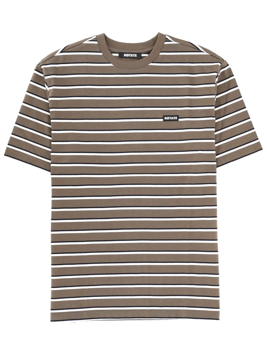 STRIPED COTTON T-SHIRT WITH LOGO - 1