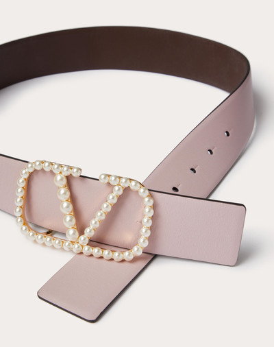 Valentino VLOGO SIGNATURE REVERSIBLE BELT IN SHINY CALFSKIN WITH PEARLS 40 MM outlook