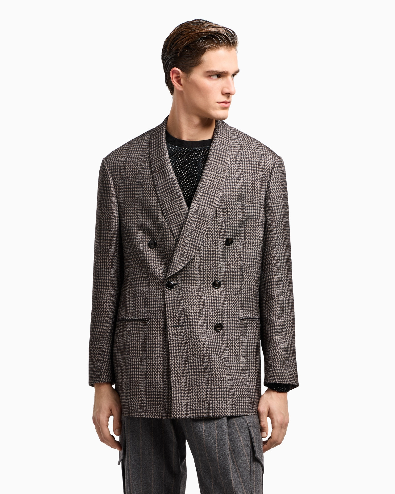 HERITAGE LINE DOUBLE-BREASTED JACKET IN PRINTED VISCOSE - 4